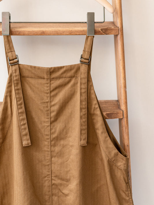 A-Line Cotton Dungarees / Cotton Herringbone Tobacco