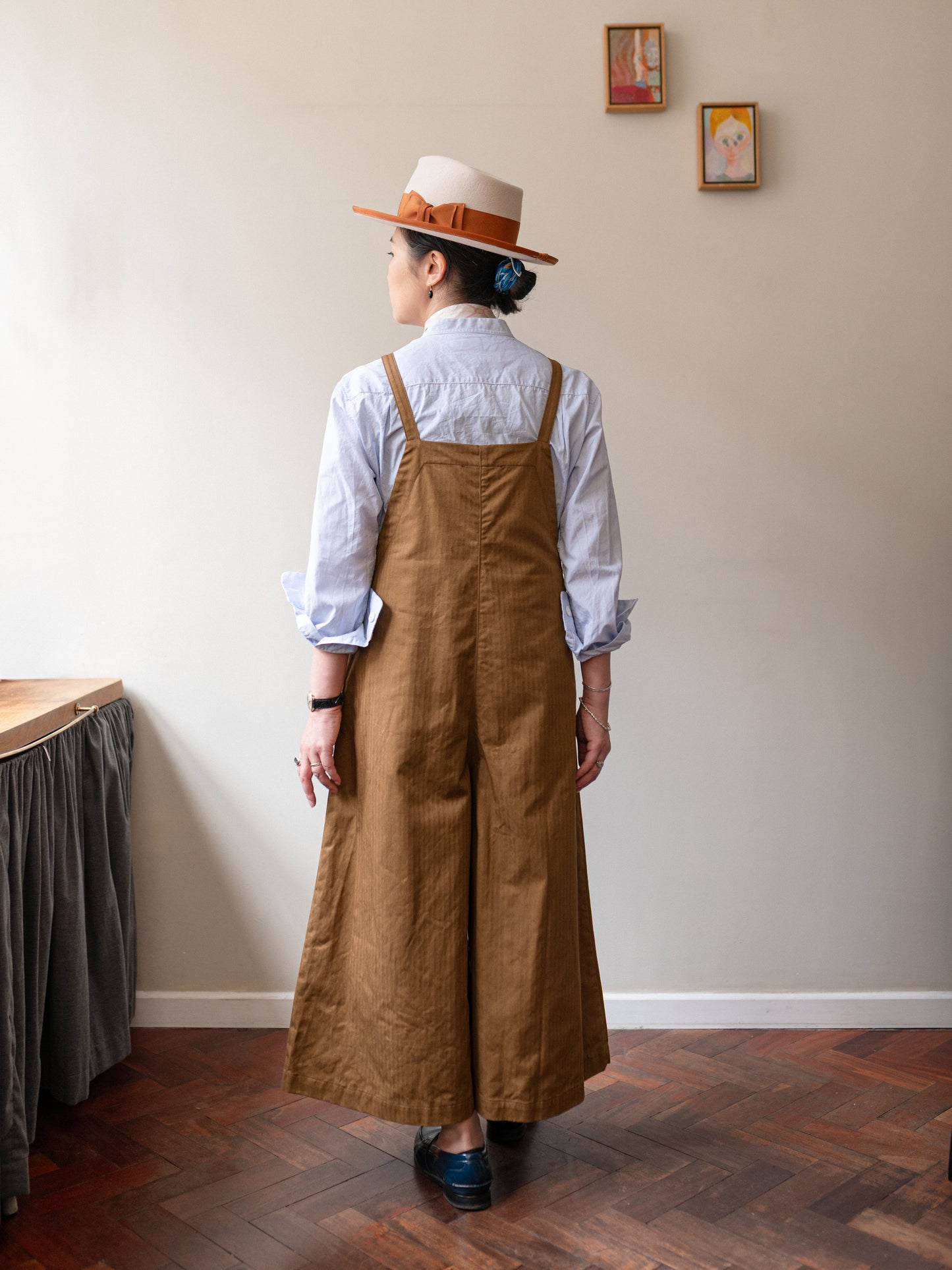 A-Line Cotton Dungarees / Cotton Herringbone Tobacco