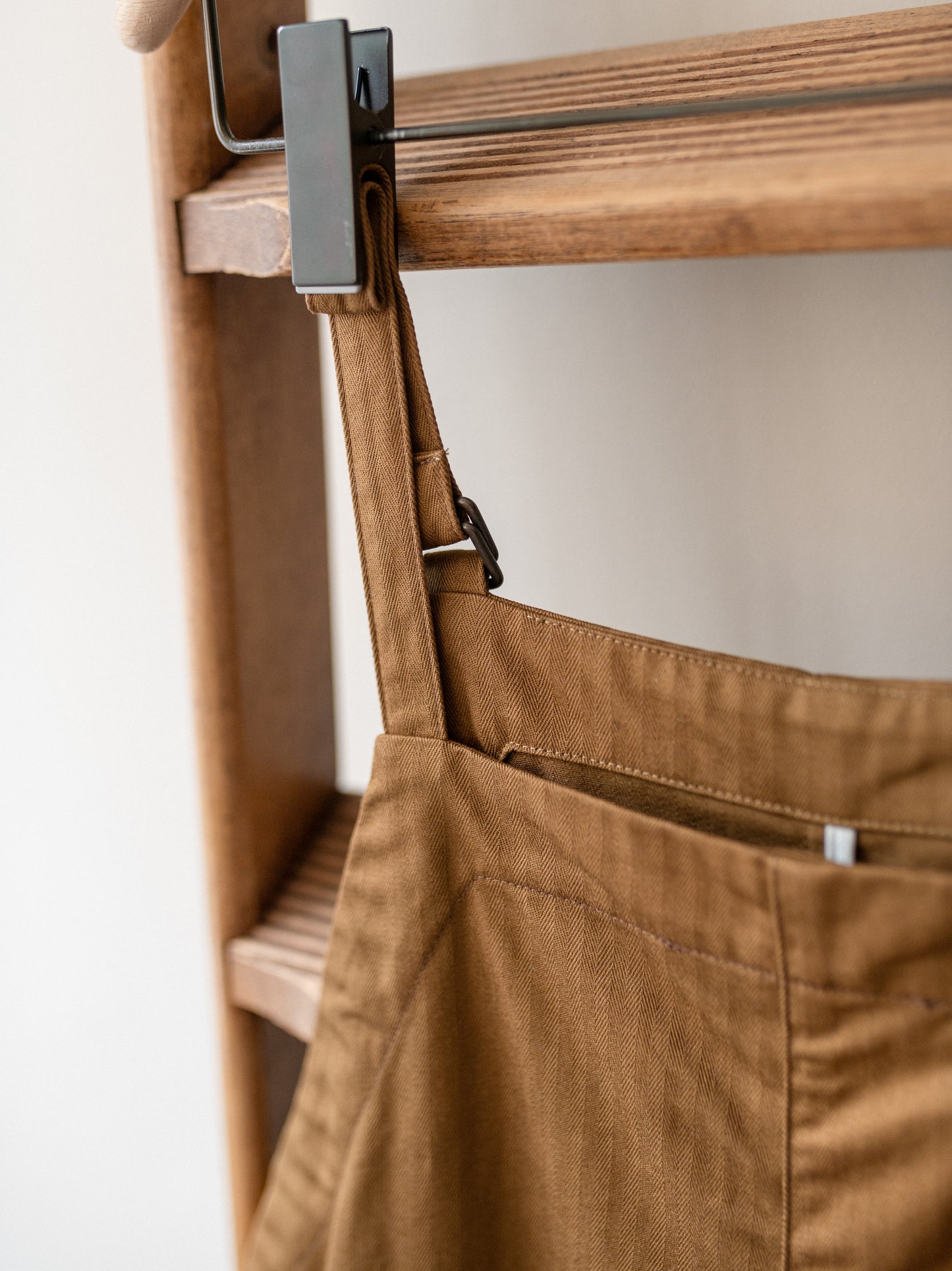 A-Line Cotton Dungarees / Cotton Herringbone Tobacco