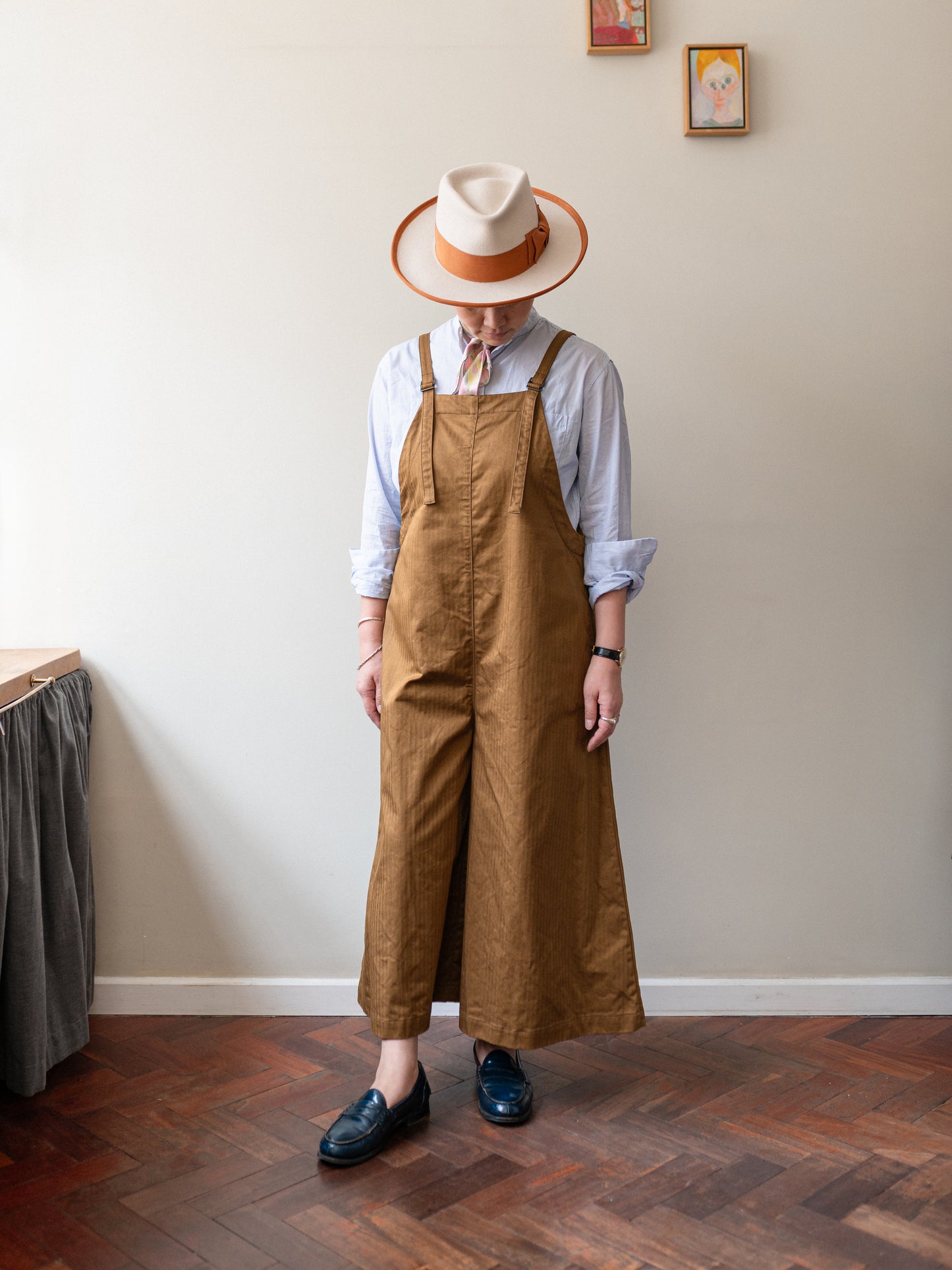 A-Line Cotton Dungarees / Cotton Herringbone Tobacco