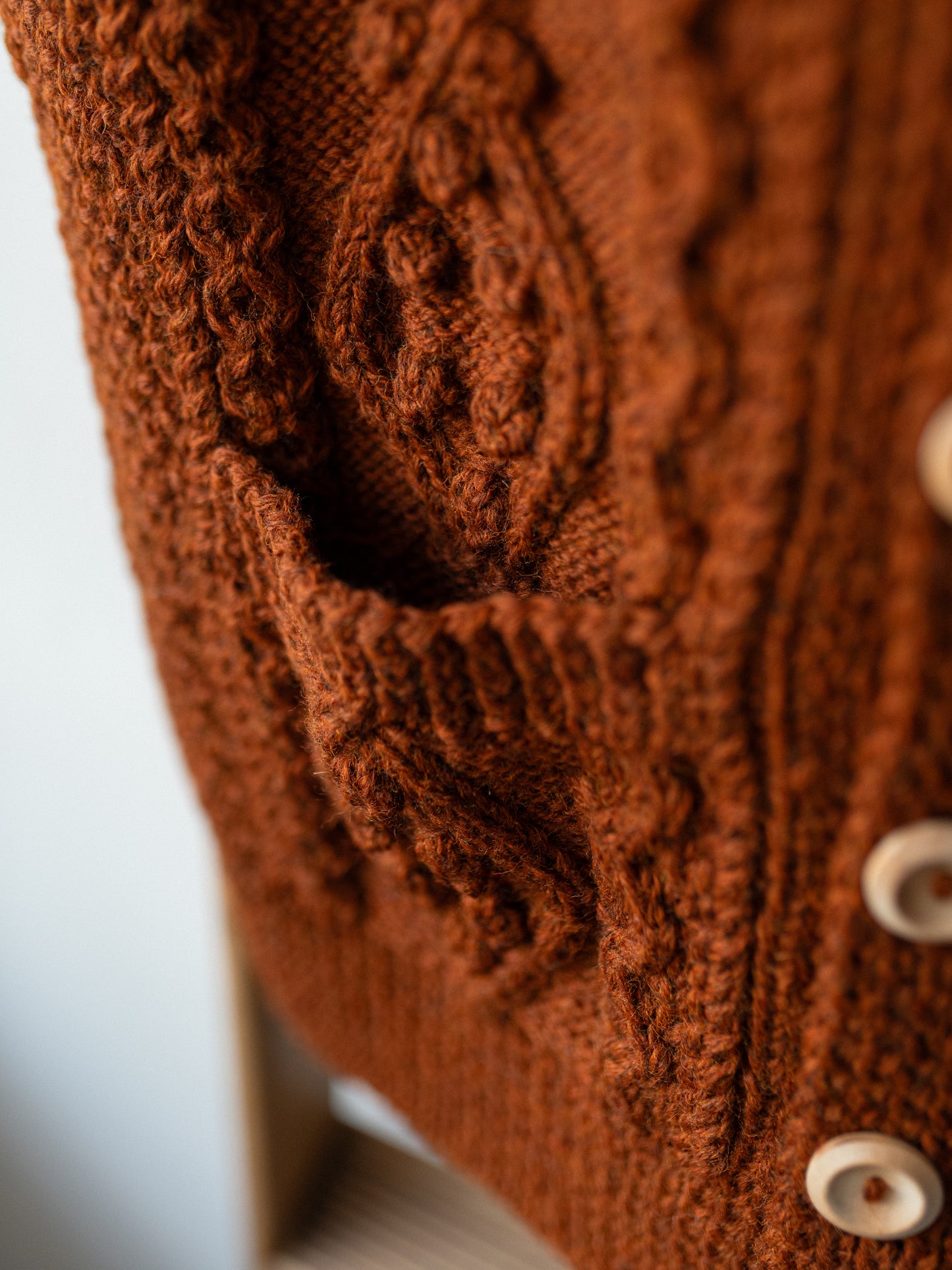 Aran V-neck Waistcoat / Ginger