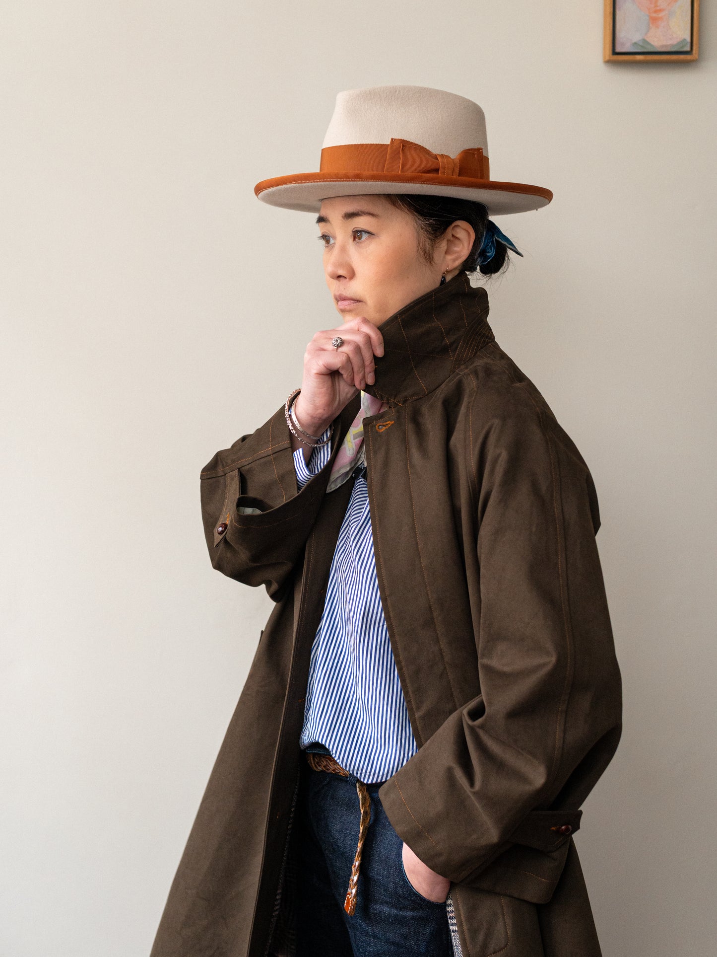 Balmacaan coat Cotton Drill / Brown