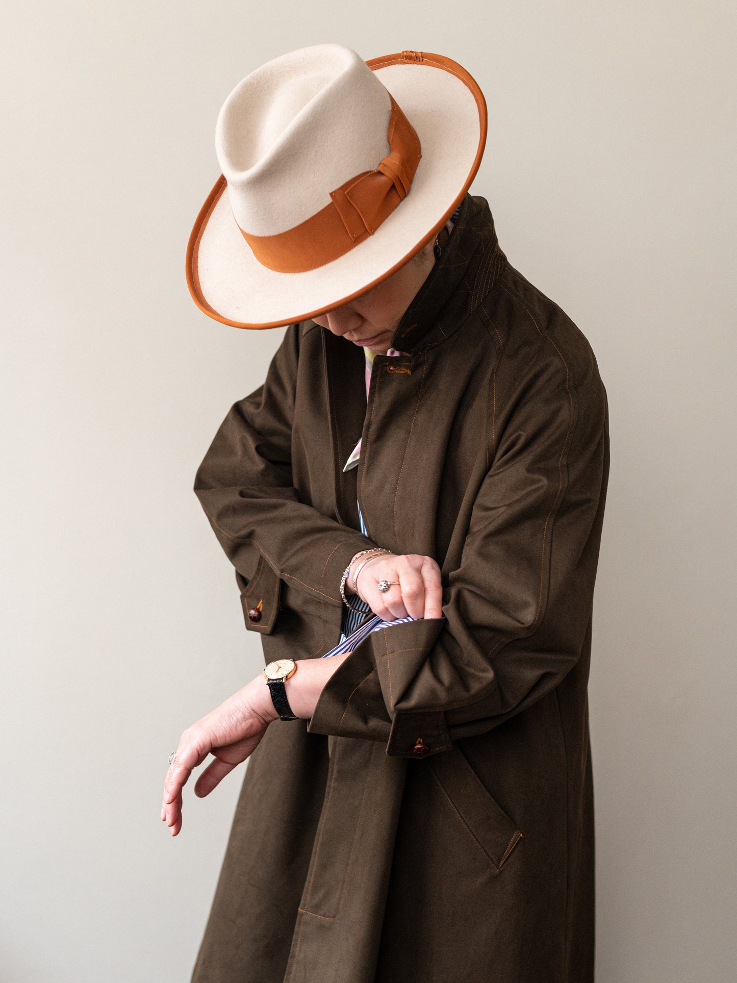 Balmacaan coat Cotton Drill / Brown