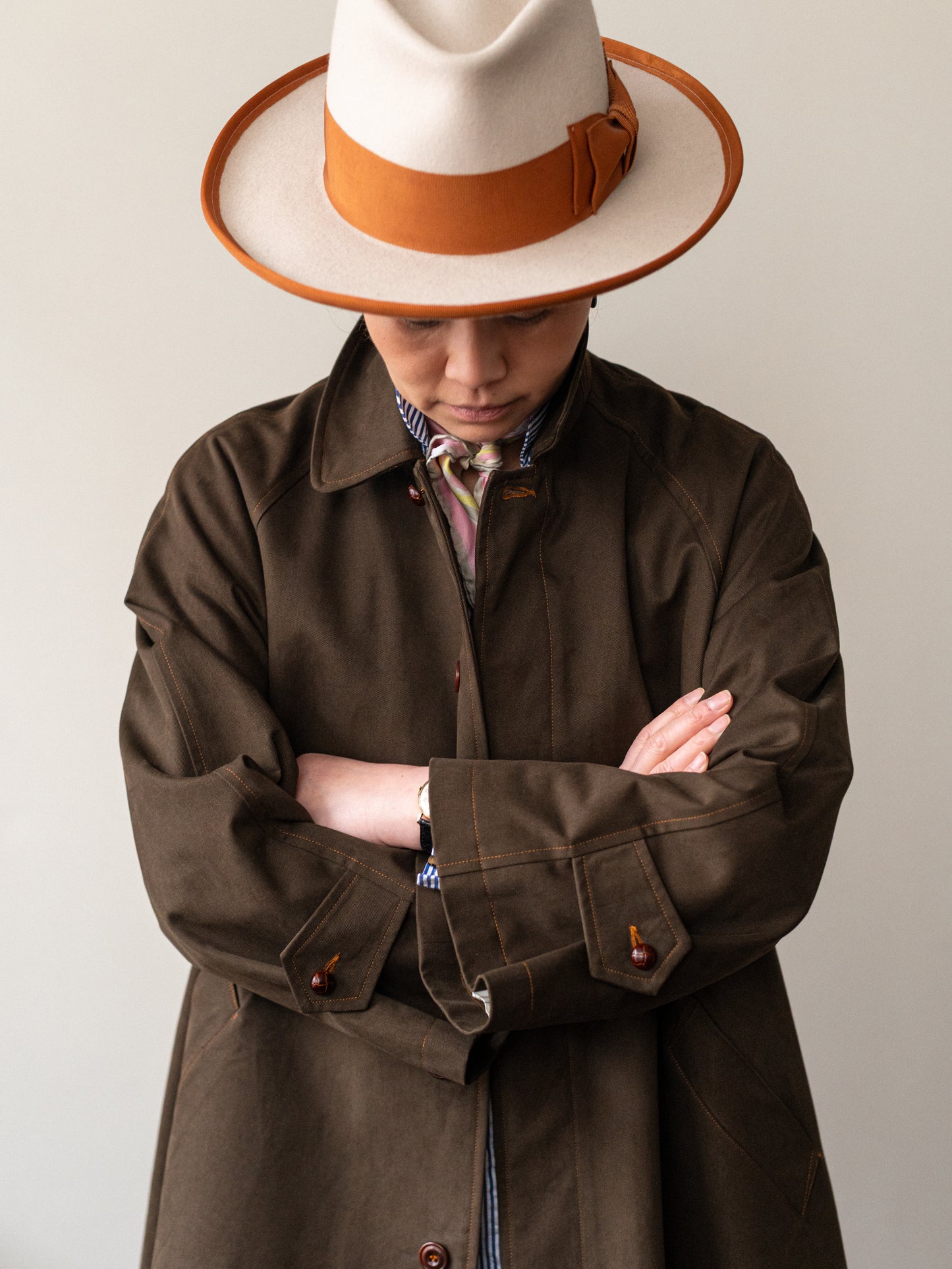 Balmacaan coat Cotton Drill / Brown