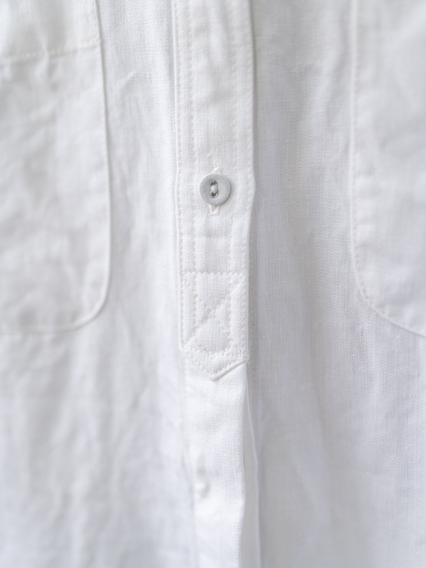 Band collar Irish Linen smock / White