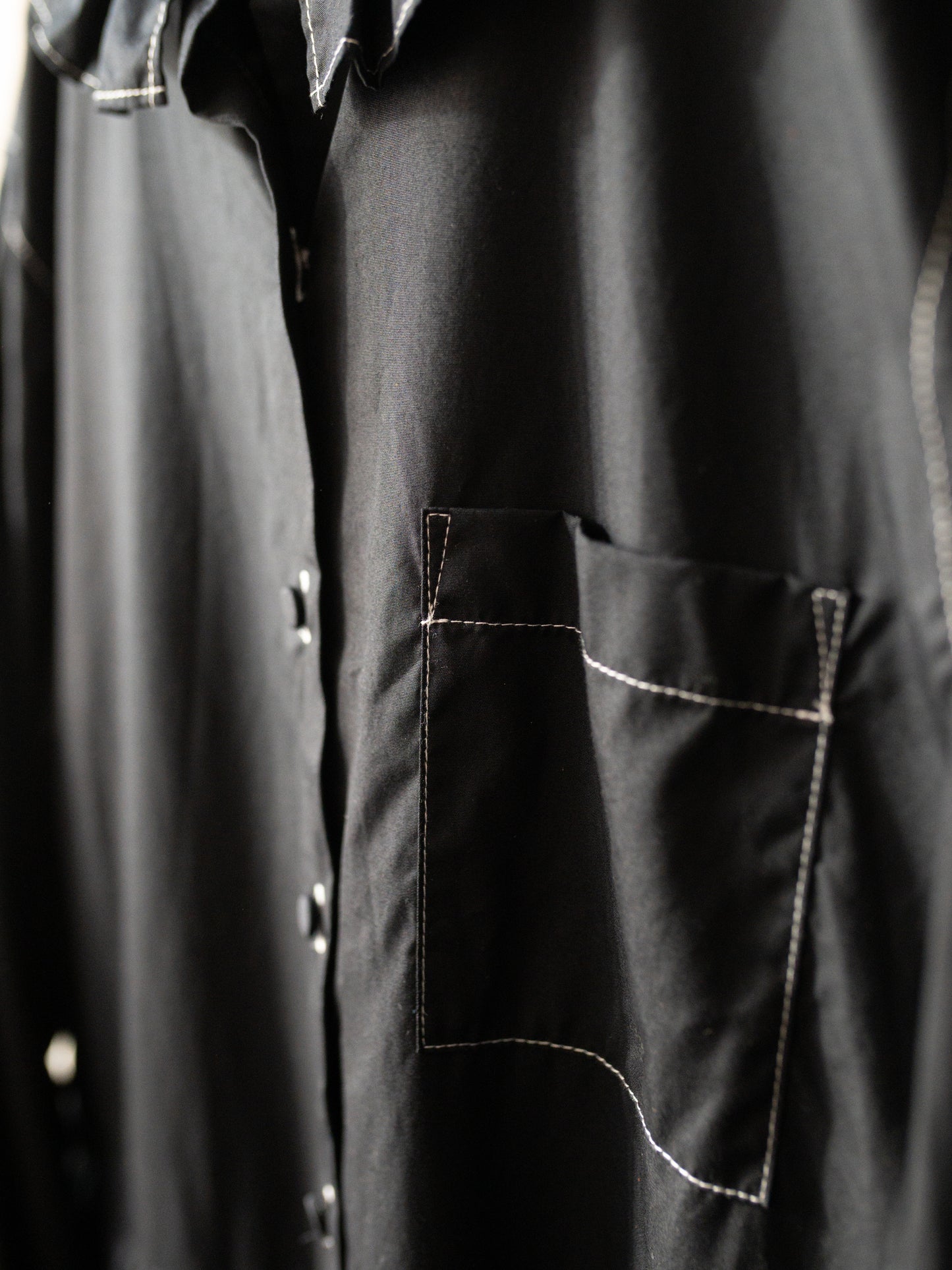 Cotton Poplin Ruffle Collar Dress / Black