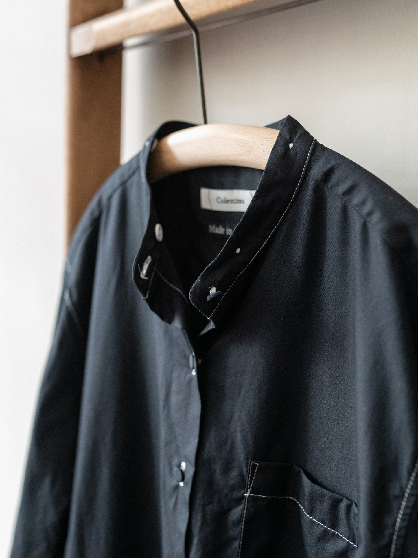 Cotton Poplin Ruffle Collar Dress / Black