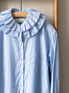 Double Ruffle Collar Dress/Sax Blue