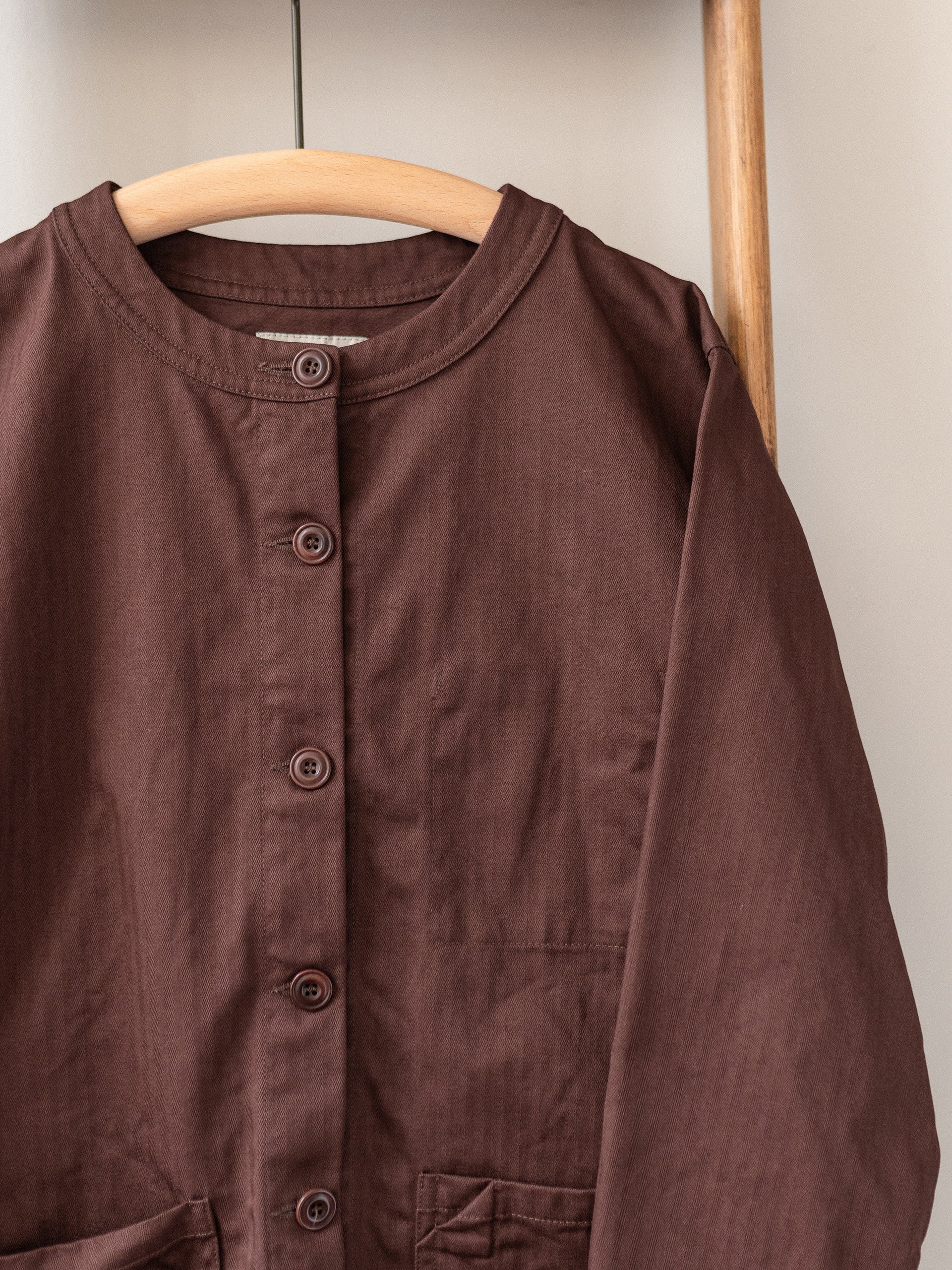Crewneck Work Jacket / Cotton Herringbone Chestnut