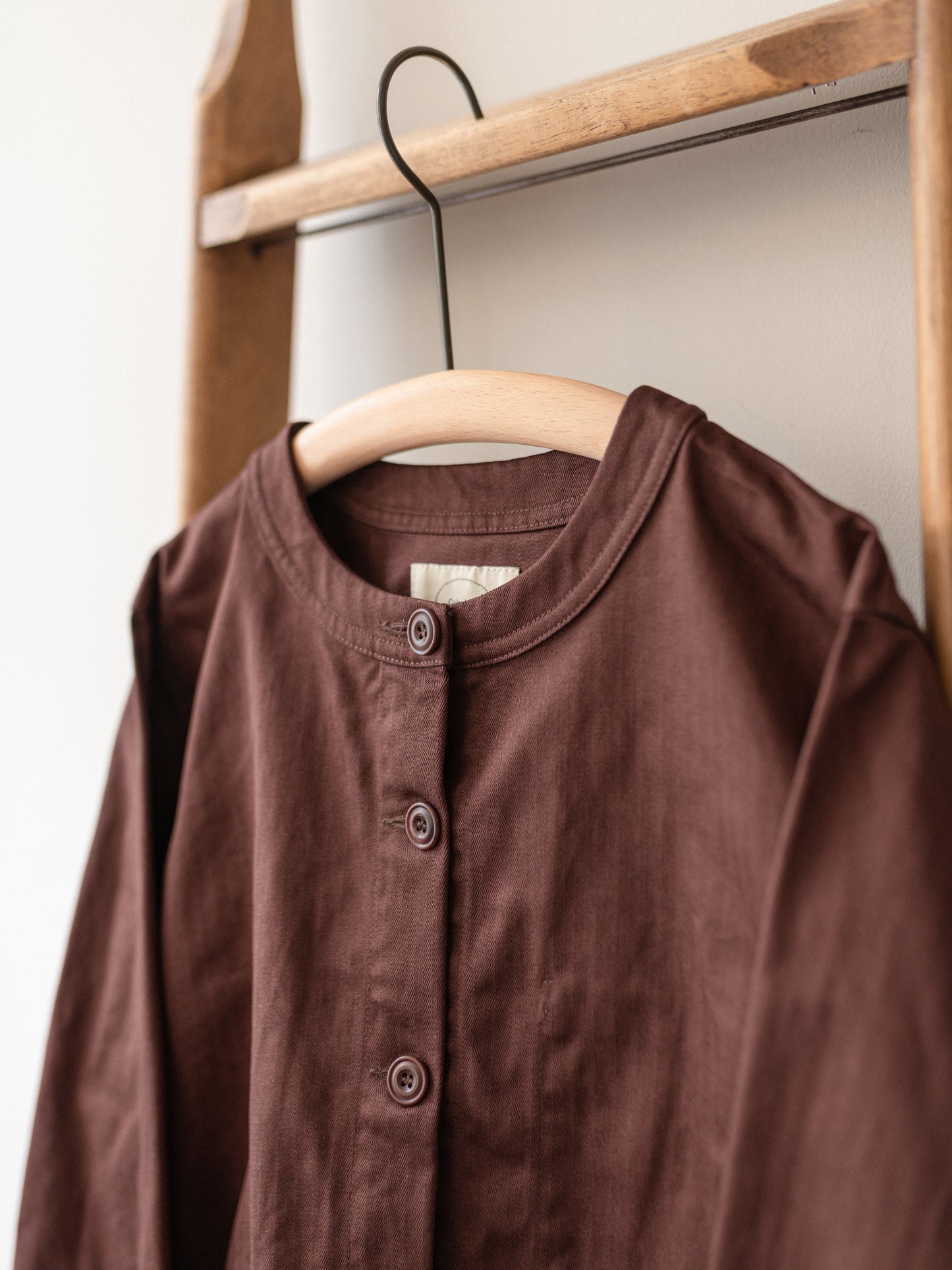 Crewneck Work Jacket / Cotton Herringbone Chestnut