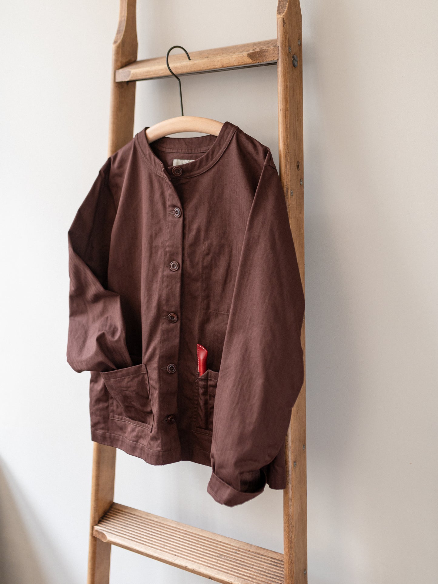Crewneck Work Jacket / Cotton Herringbone Chestnut
