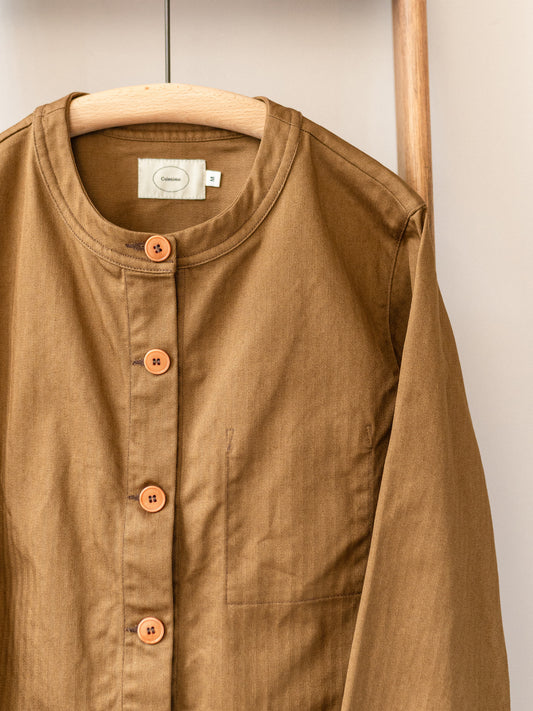 Crewneck Work Jacket / Cotton Herringbone Tobacco