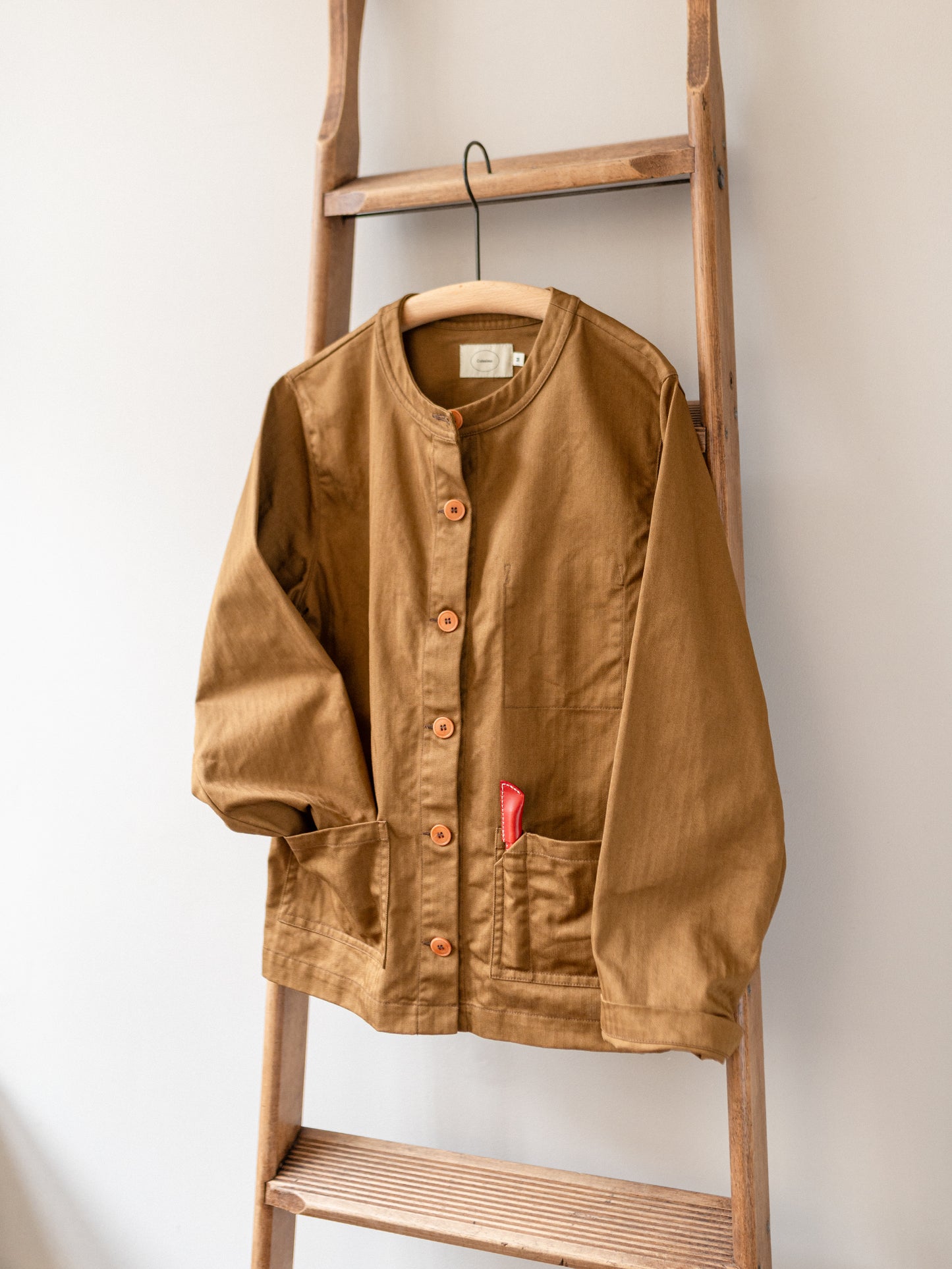 Crewneck Work Jacket / Cotton Herringbone Tobacco