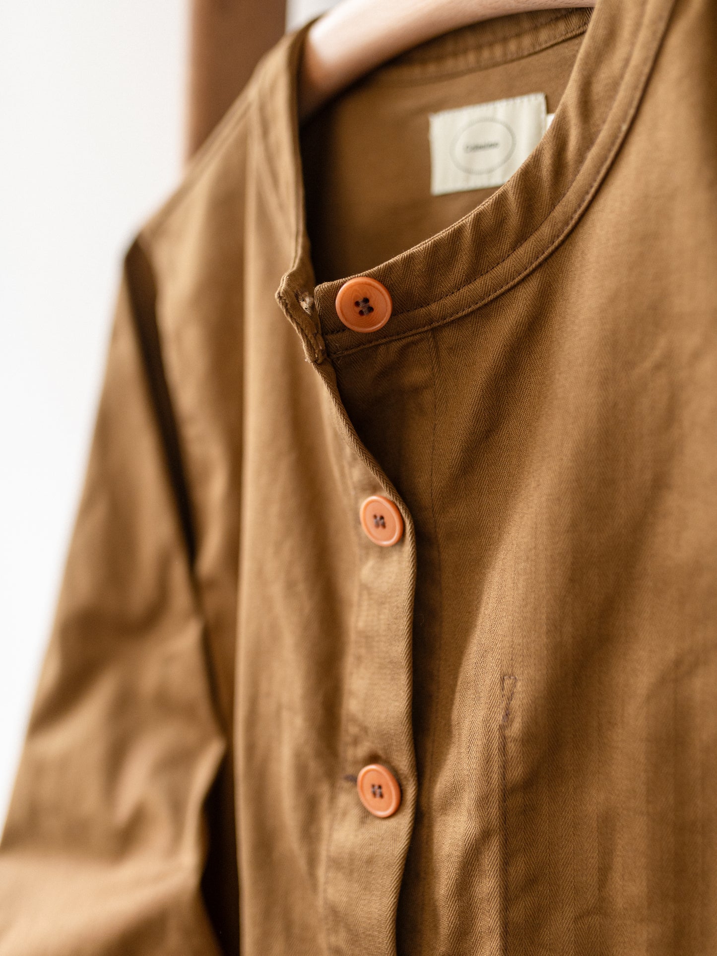 Crewneck Work Jacket / Cotton Herringbone Tobacco