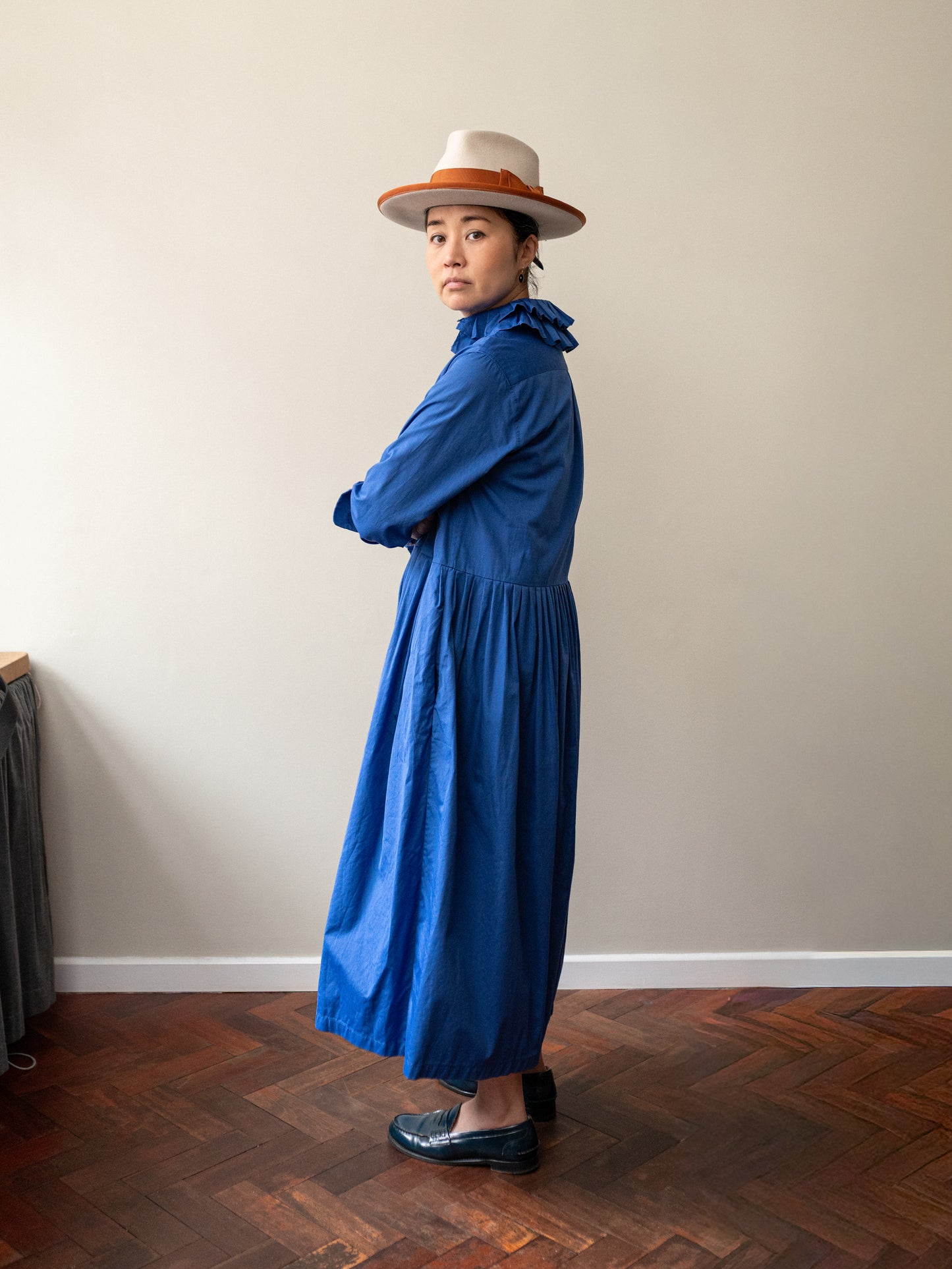 Double Ruffle Collar Dress / Cornflower Blue