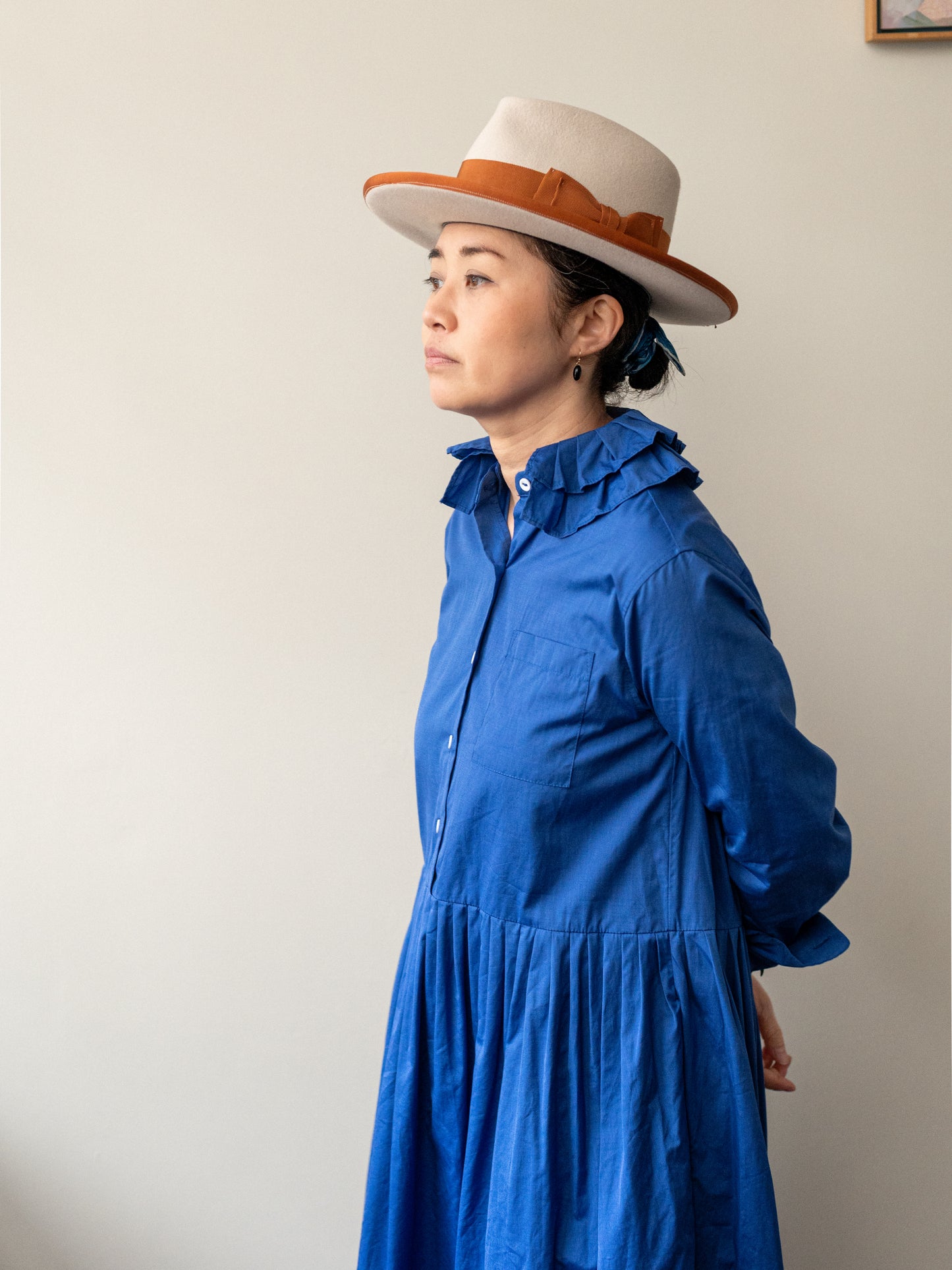 Double Ruffle Collar Dress / Cornflower Blue