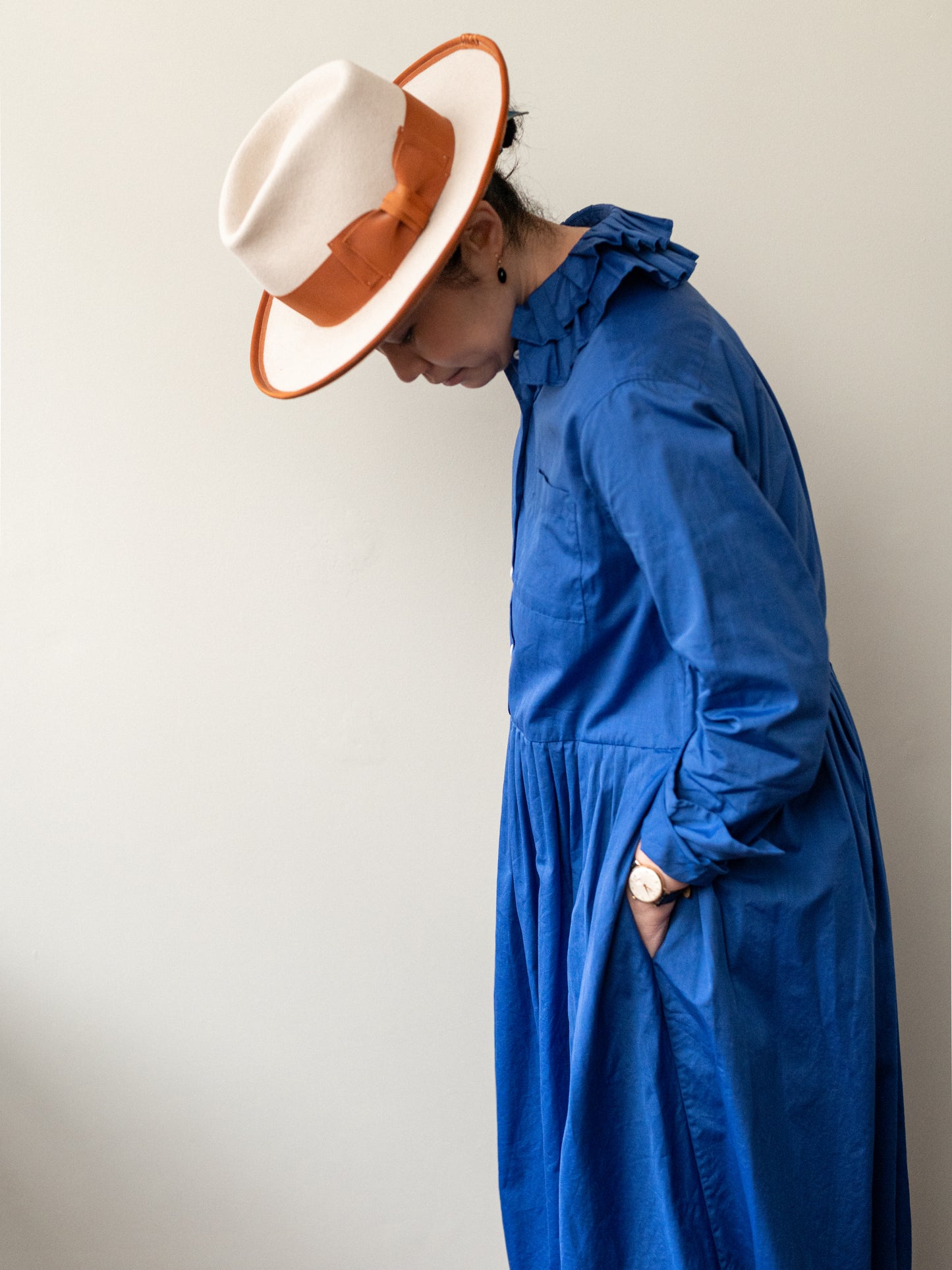 Double Ruffle Collar Dress / Cornflower Blue