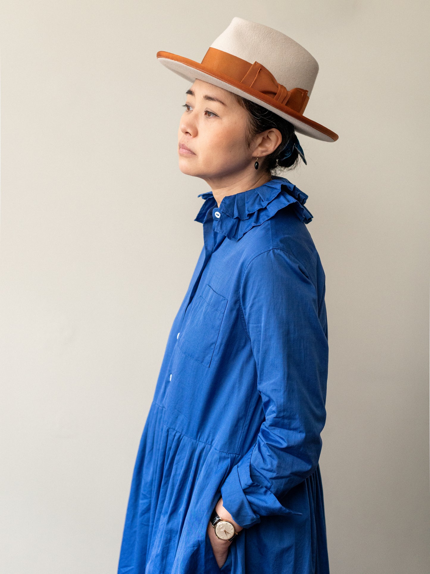 Double Ruffle Collar Dress / Cornflower Blue