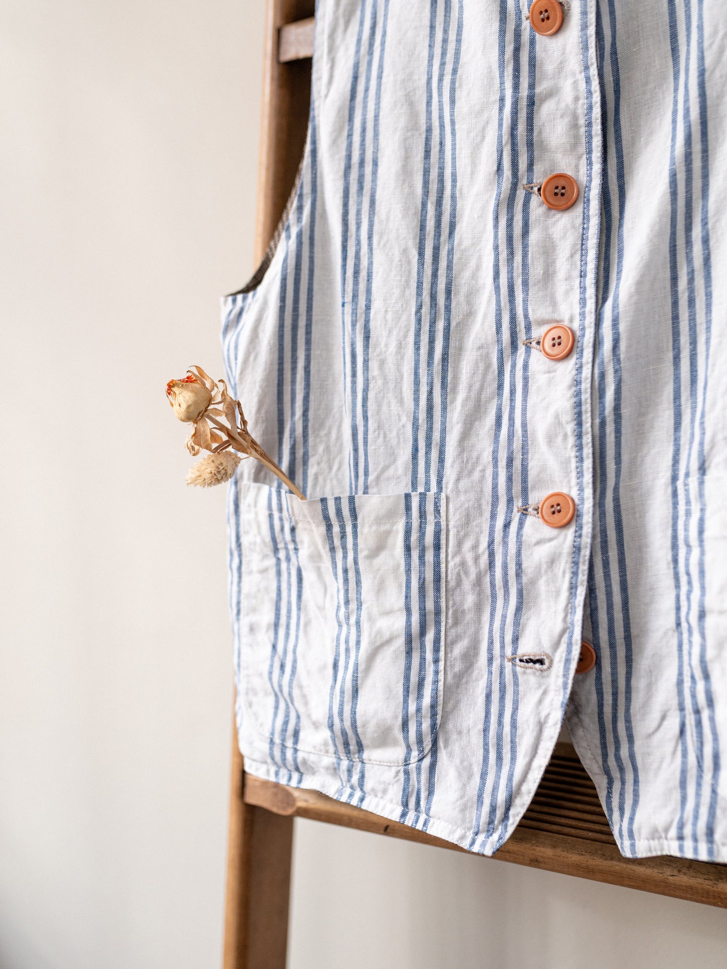 Irish Linen Reversible Vest / Brown Check