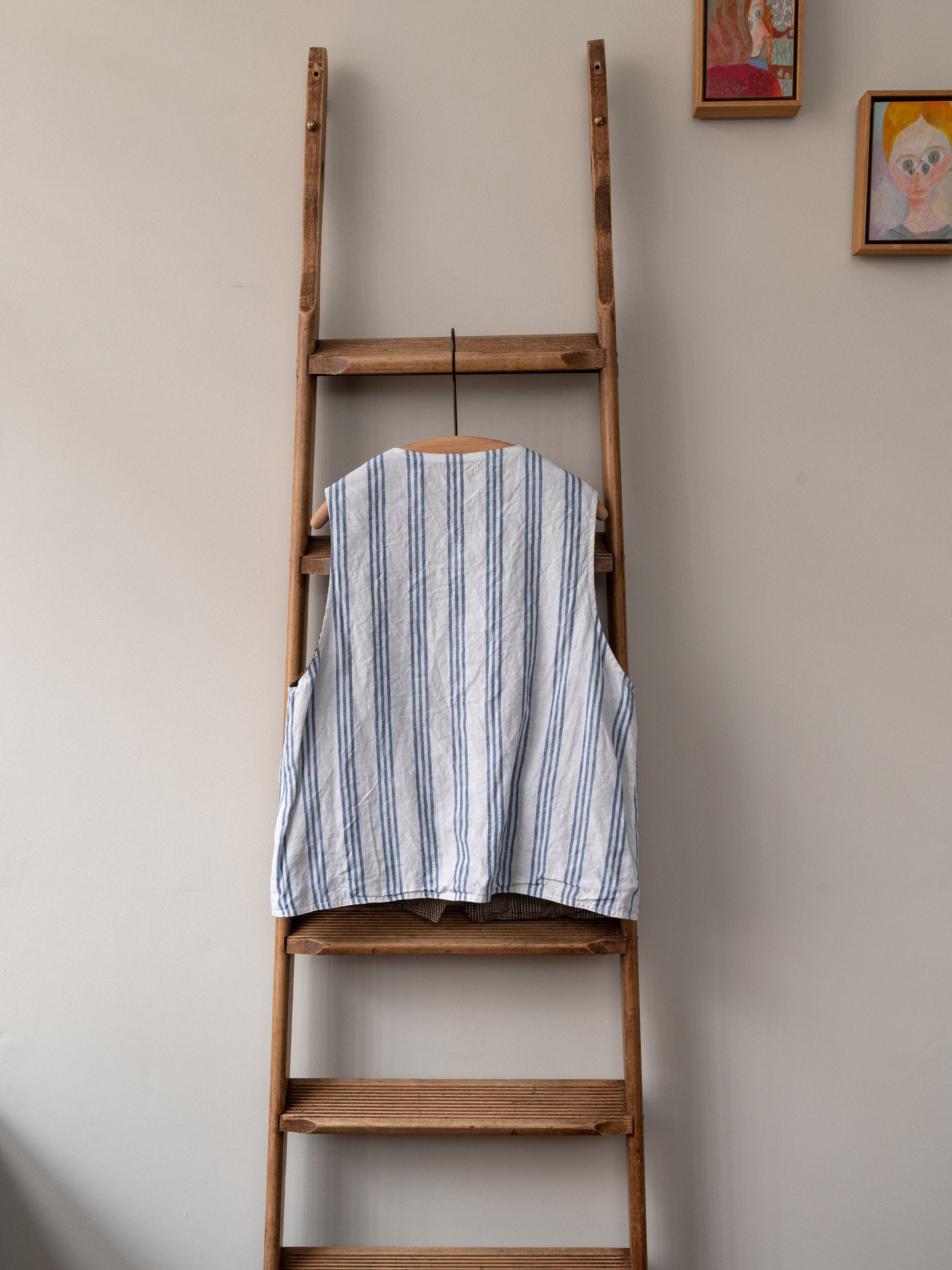 Irish Linen Reversible Vest / Brown Check