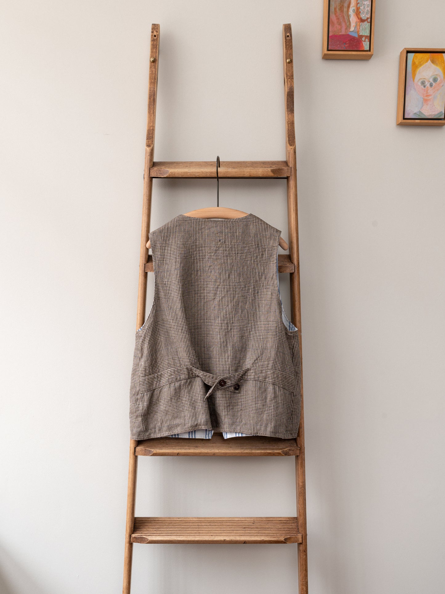 Irish Linen Reversible Vest / Brown Check