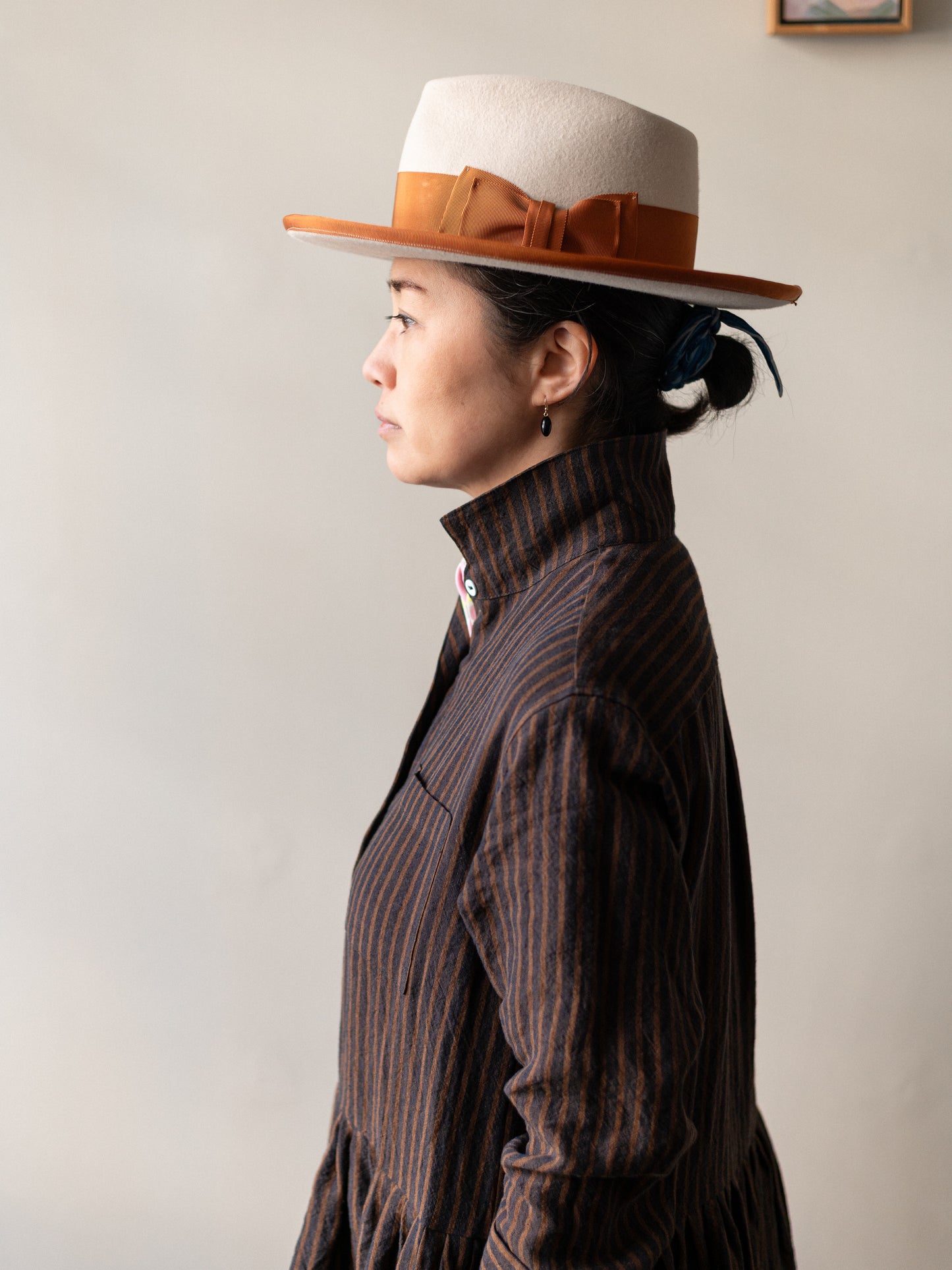 Irish Linen Stripe Dress / Brown