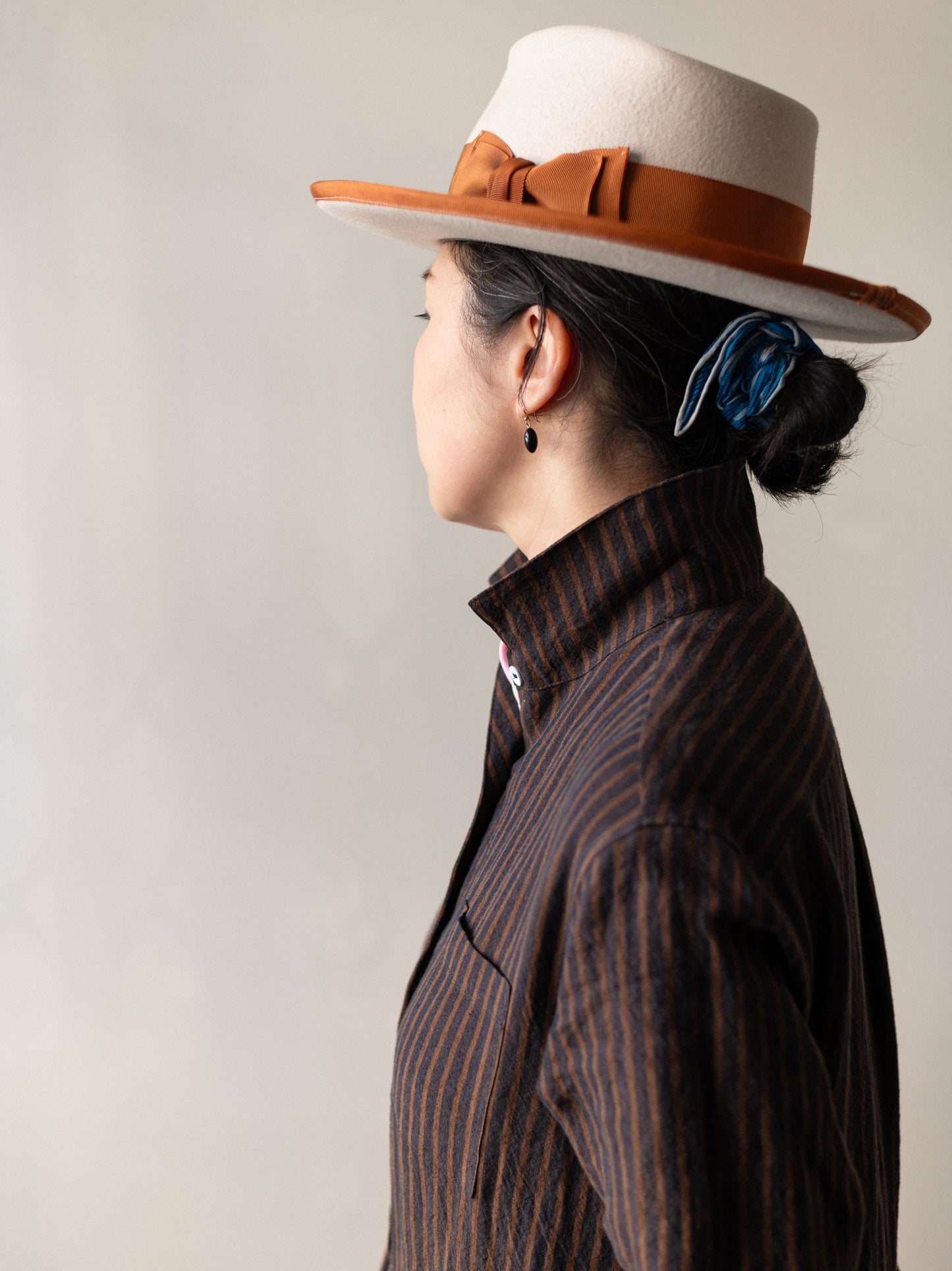 Irish Linen Stripe Dress / Brown