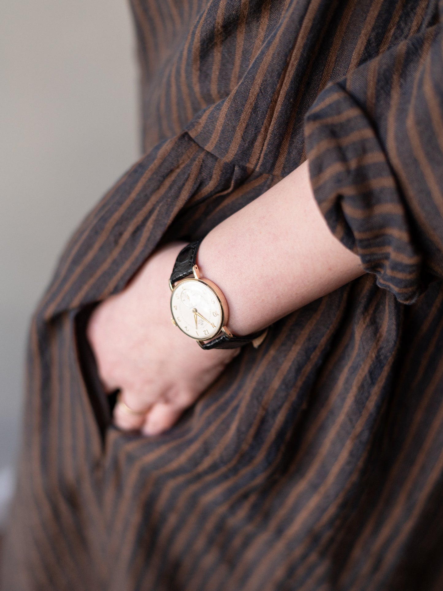 Irish Linen Stripe Dress / Brown