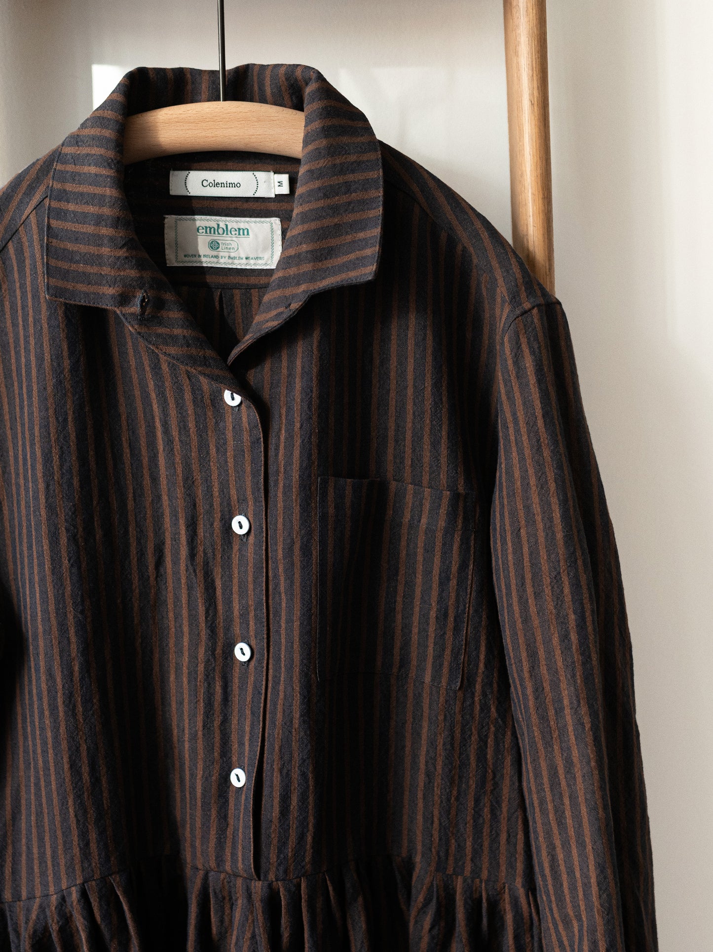 Irish Linen Stripe Dress / Brown