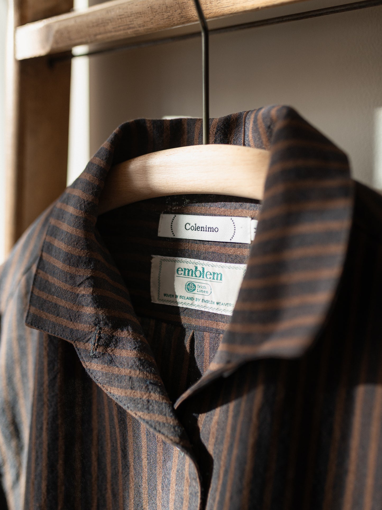 Irish Linen Stripe Dress / Brown