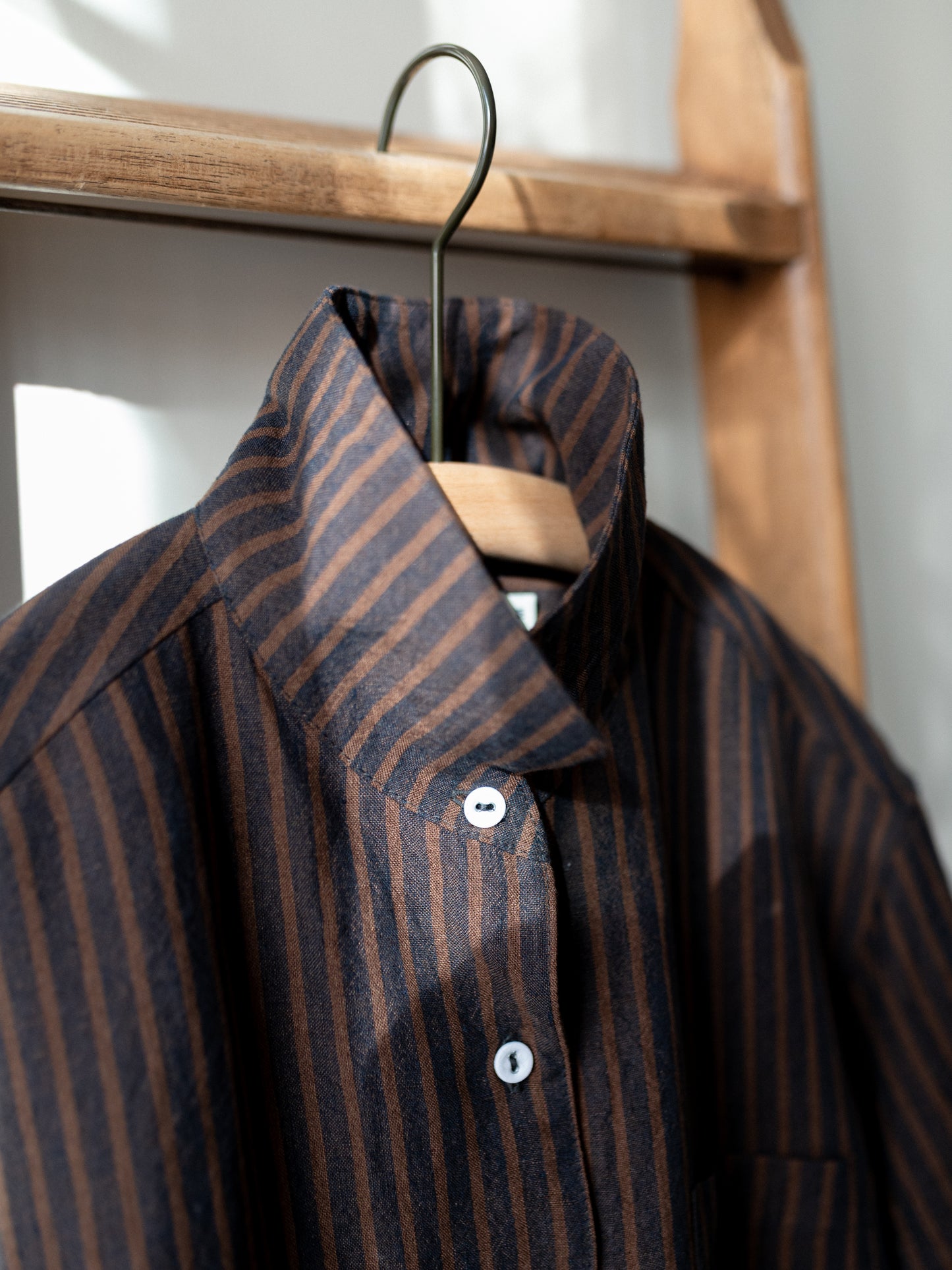 Irish Linen Stripe Dress / Brown