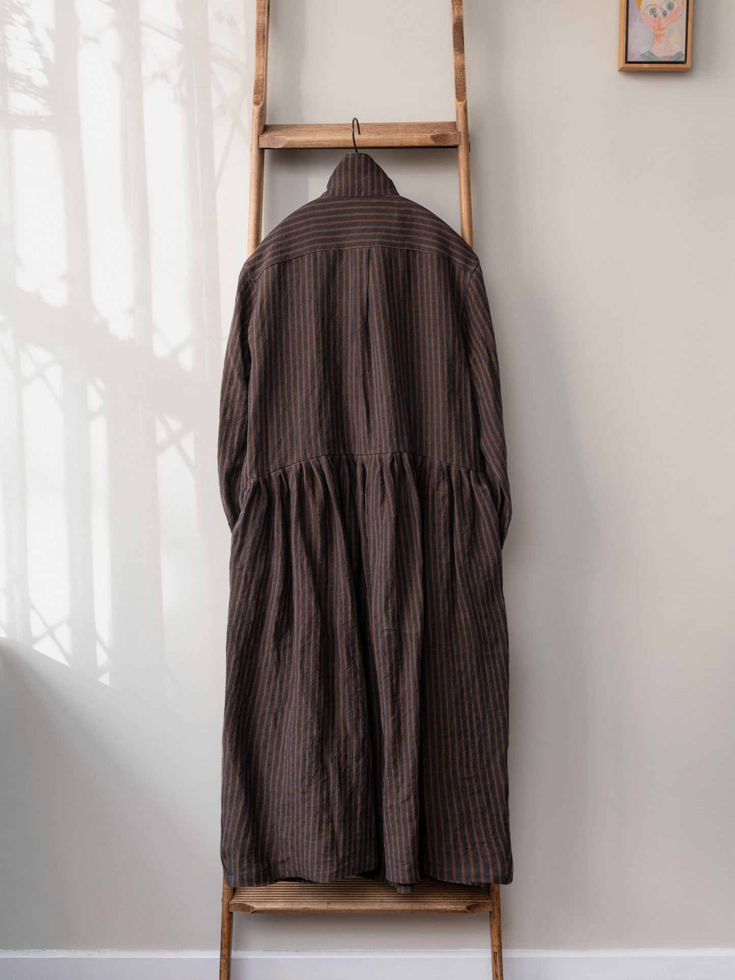 Irish Linen Stripe Dress / Brown