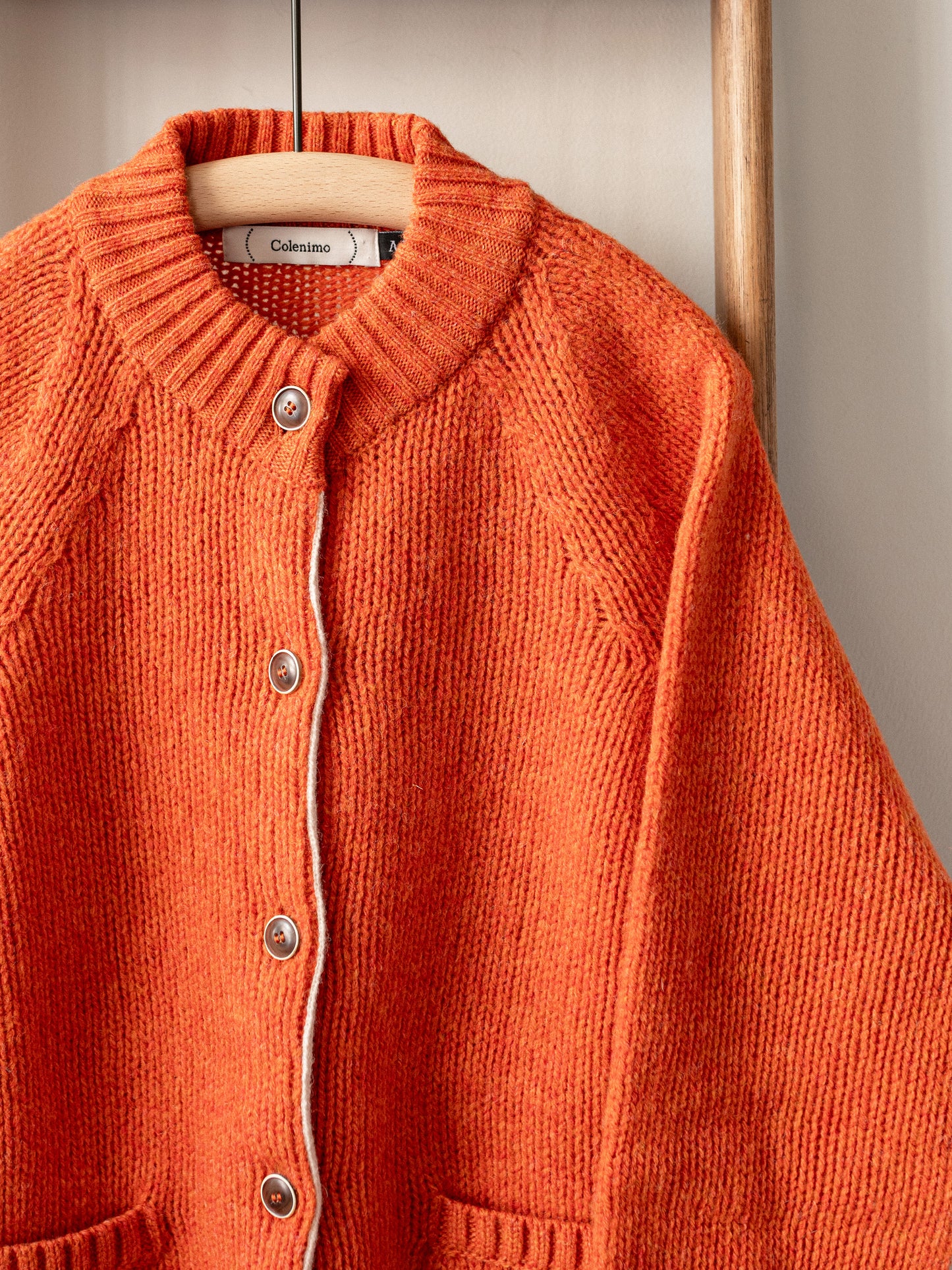 Lambswool Shetland Yarn Cardigan / Clementine