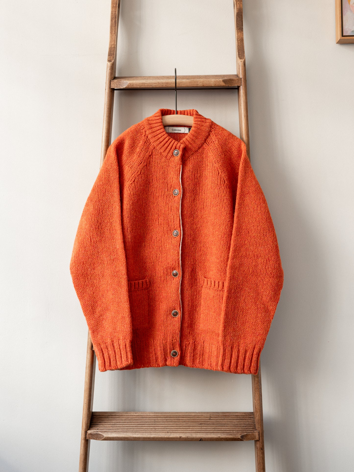 Lambswool Shetland Yarn Cardigan / Clementine