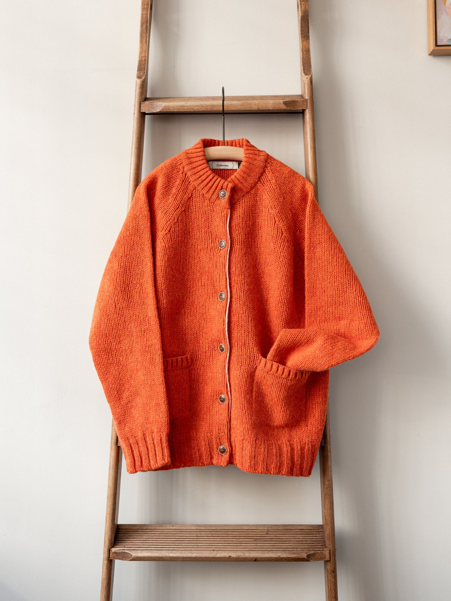 Lambswool Shetland Yarn Cardigan / Clementine
