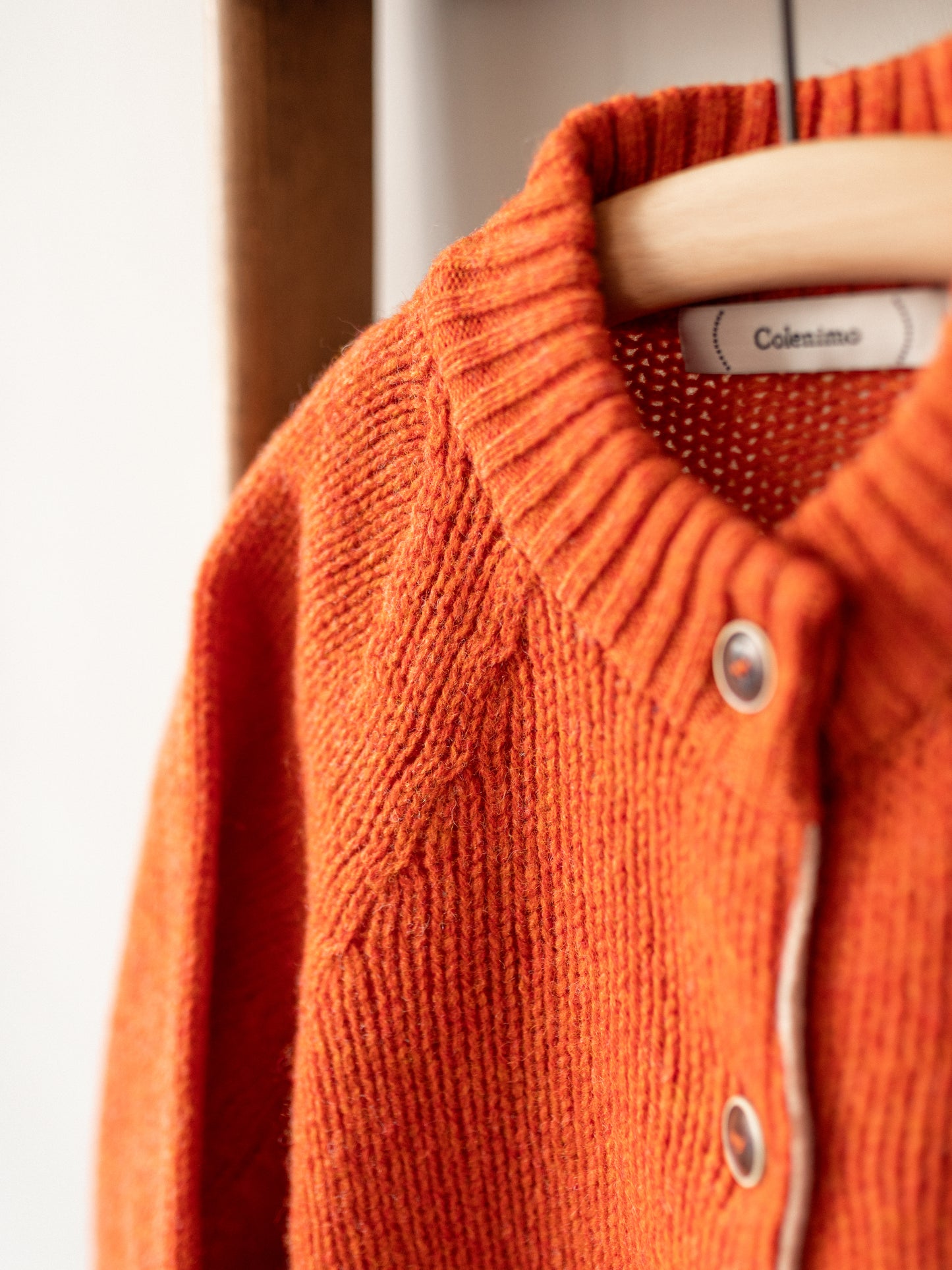 Lambswool Shetland Yarn Cardigan / Clementine