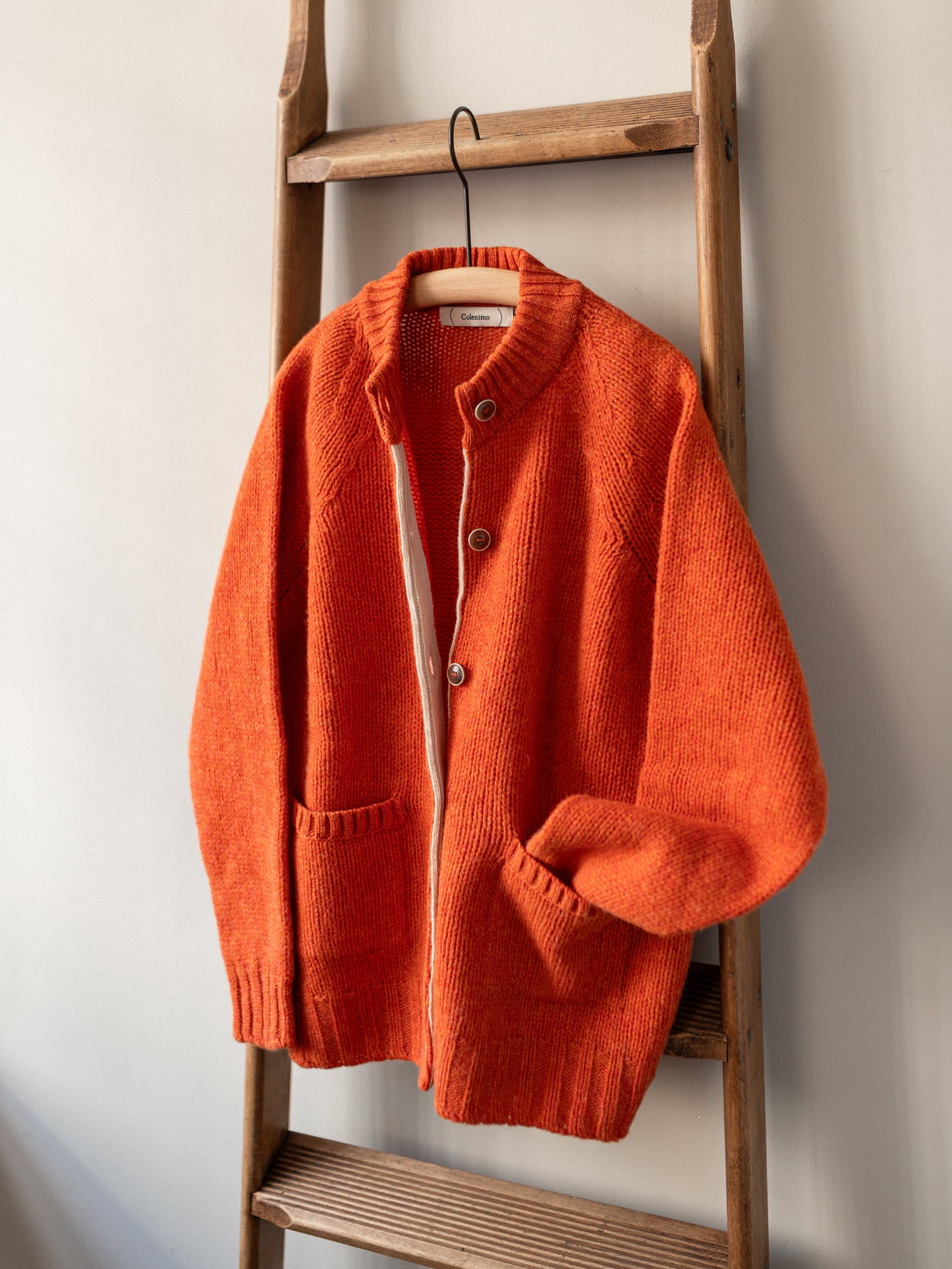 Lambswool Shetland Yarn Cardigan / Clementine