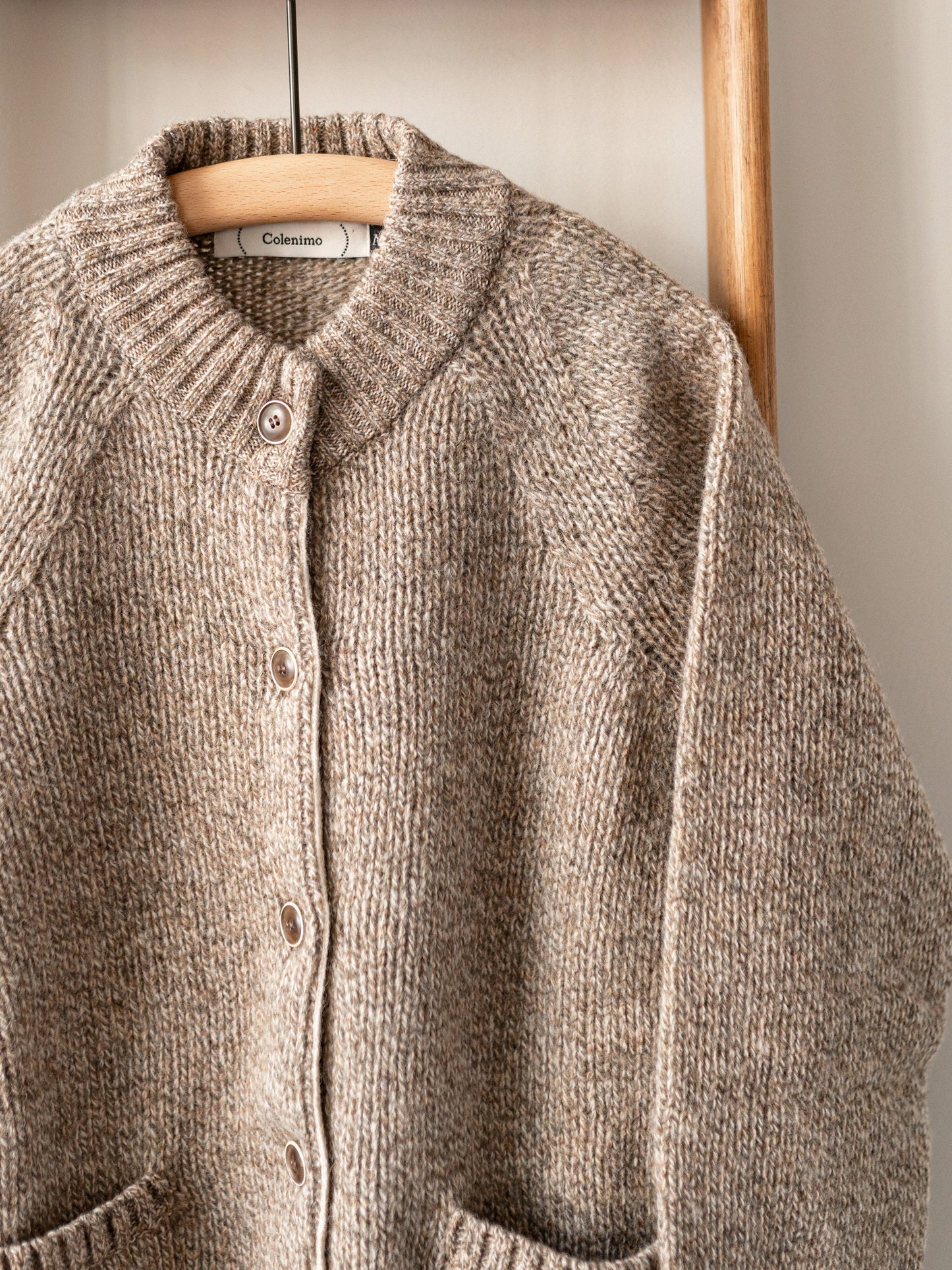 Lambswool Wool Shetland Yarn Cardigan / Mushroom