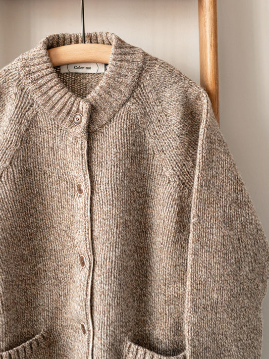 Lambswool Wool Shetland Yarn Cardigan / Mushroom