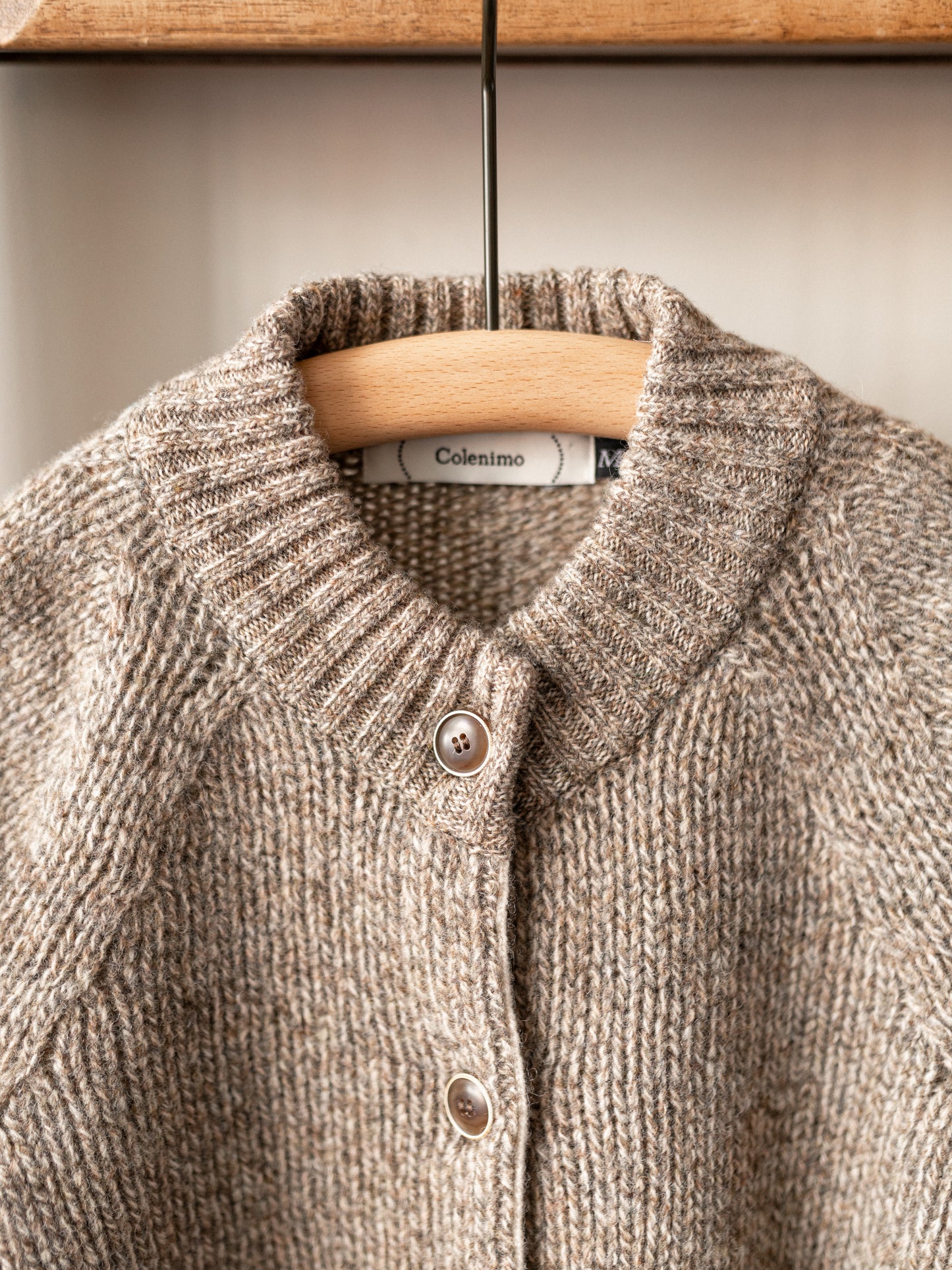 Lambswool Wool Shetland Yarn Cardigan / Mushroom