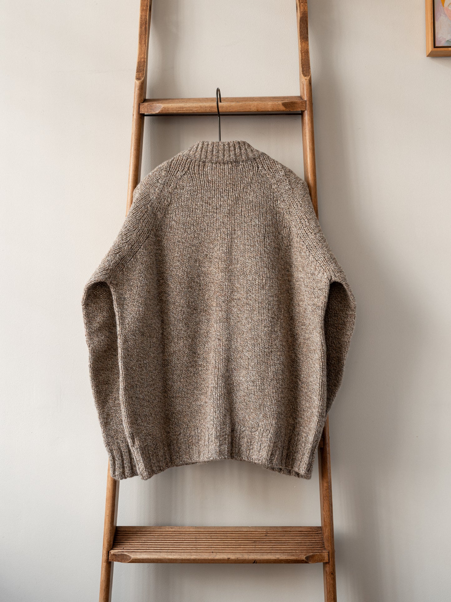 Lambswool Wool Shetland Yarn Cardigan / Mushroom