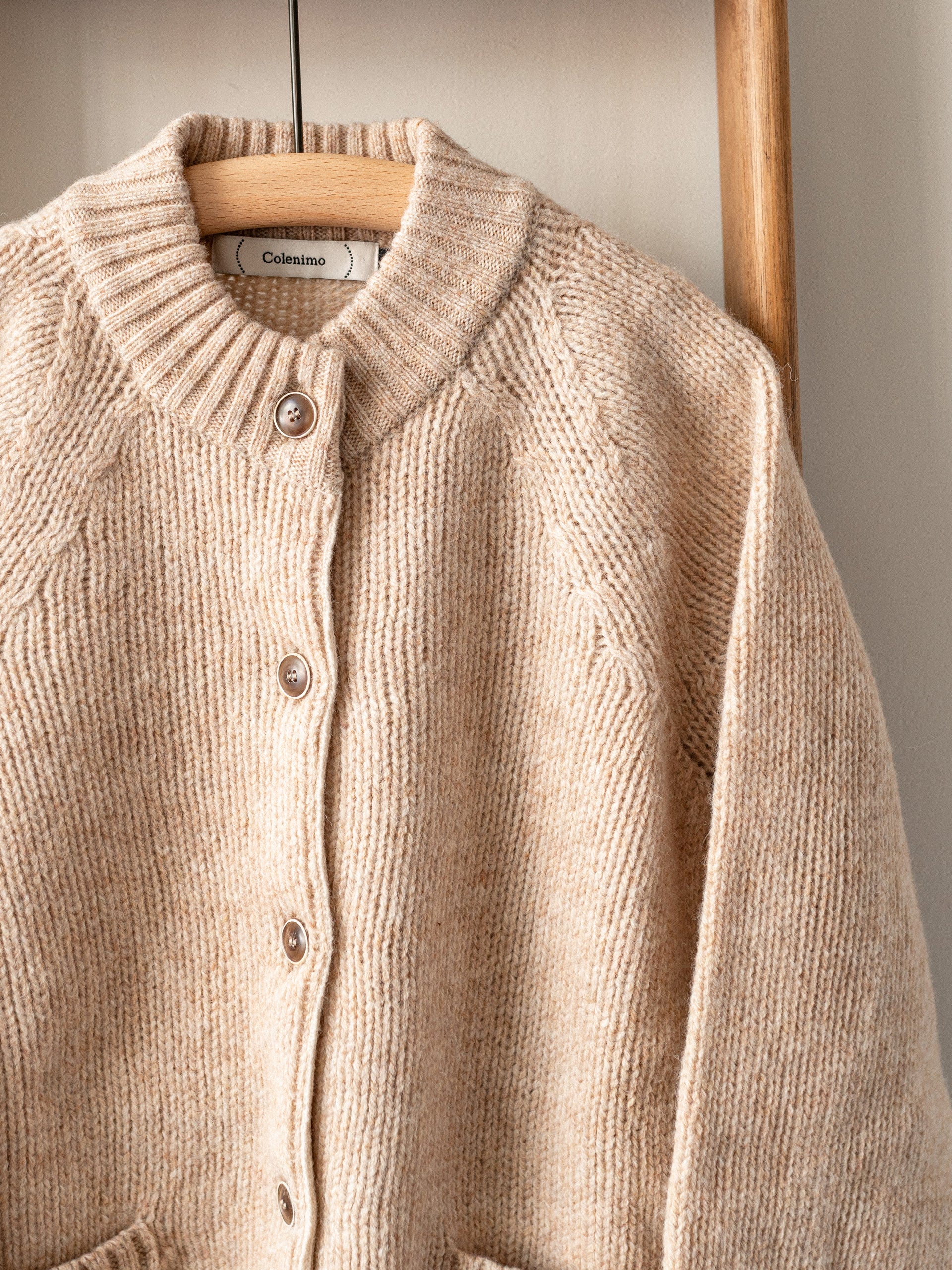 Lambswool Wool Shetland Yarn Cardigan / Tusk