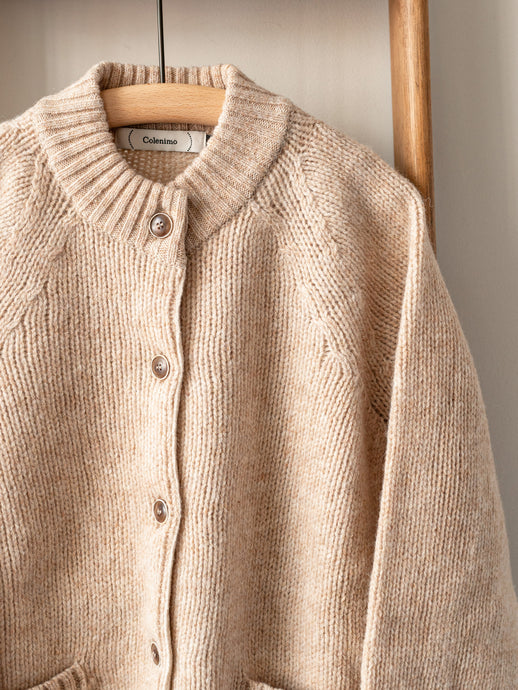Lambswool Wool Shetland Yarn Cardigan / Tusk