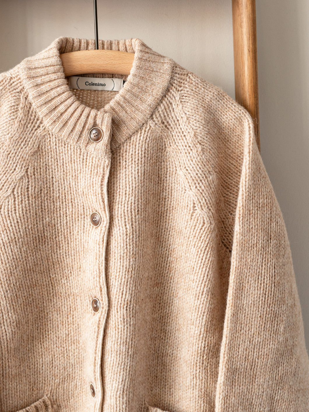 Lambswool Wool Shetland Yarn Cardigan / Tusk