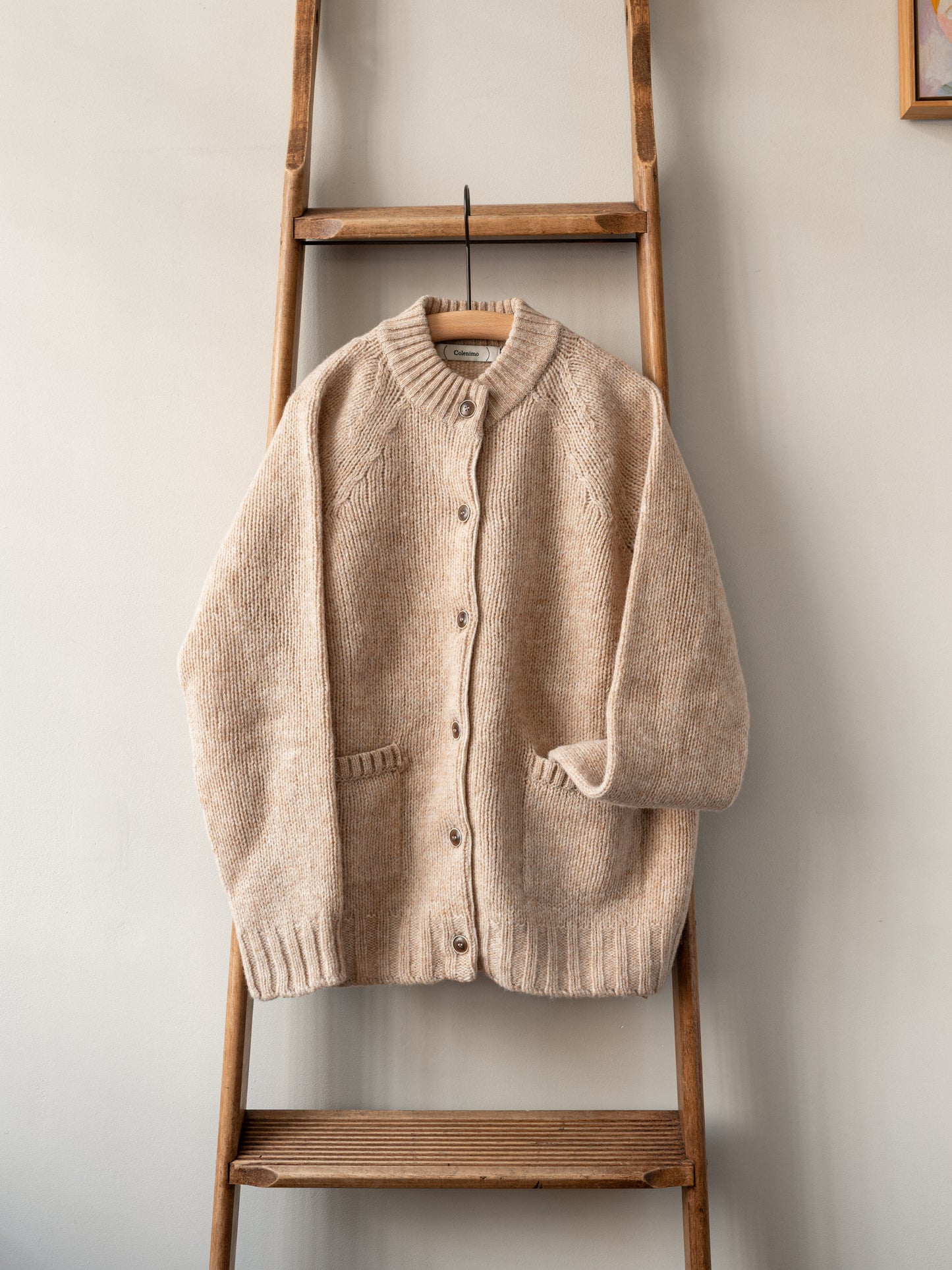 Lambswool Wool Shetland Yarn Cardigan / Tusk