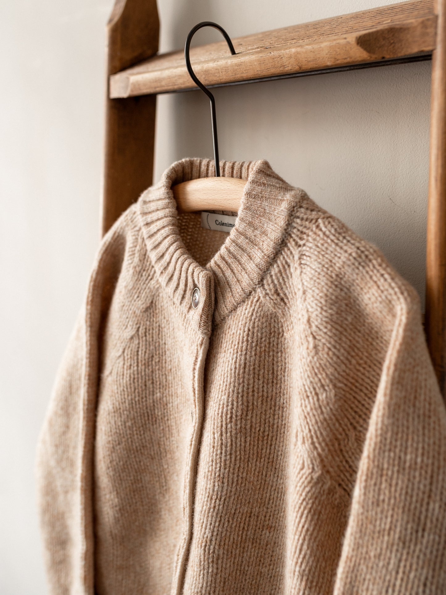 Lambswool Wool Shetland Yarn Cardigan / Tusk