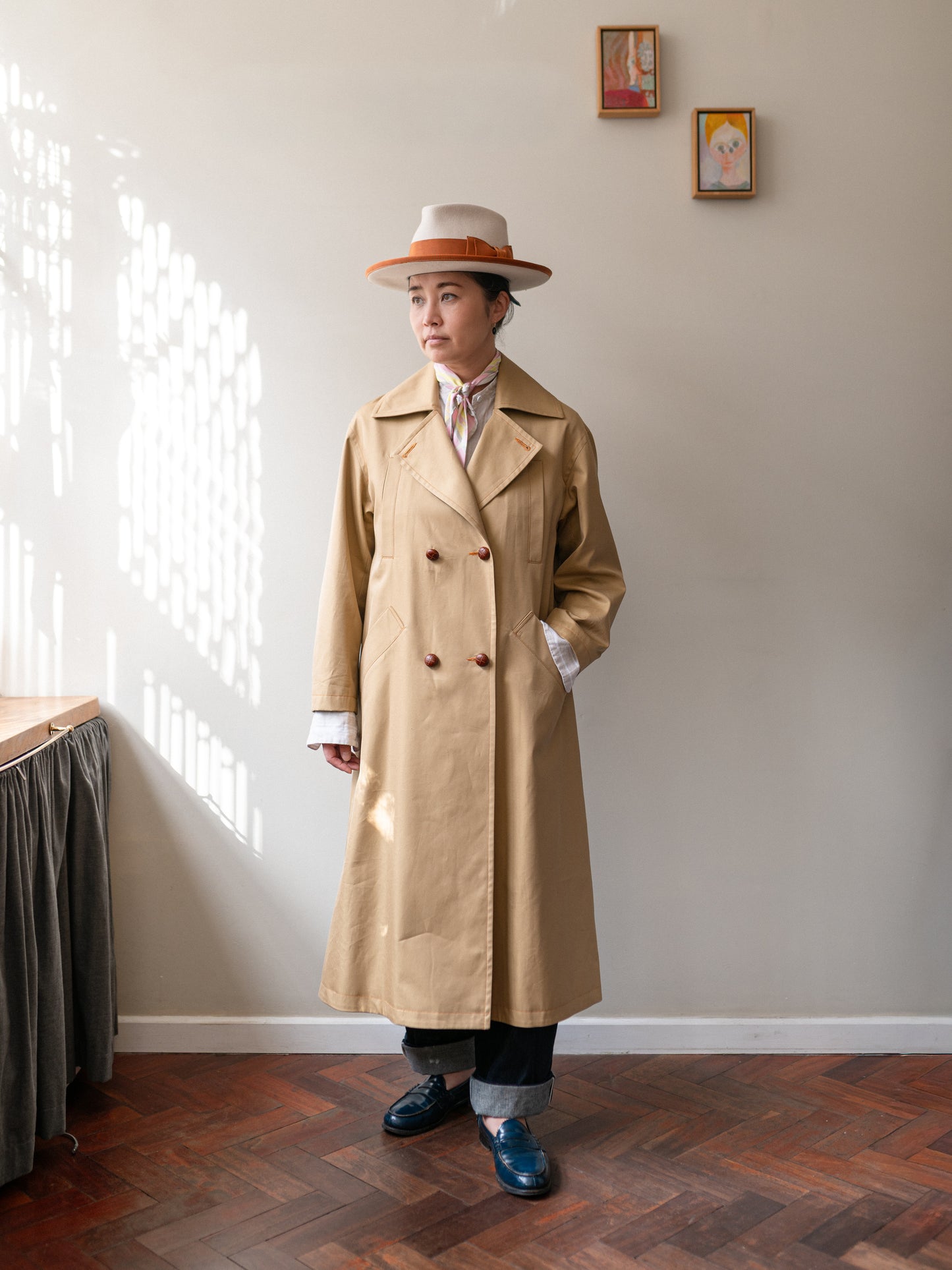 Long Peacoat Gabardine / Beige