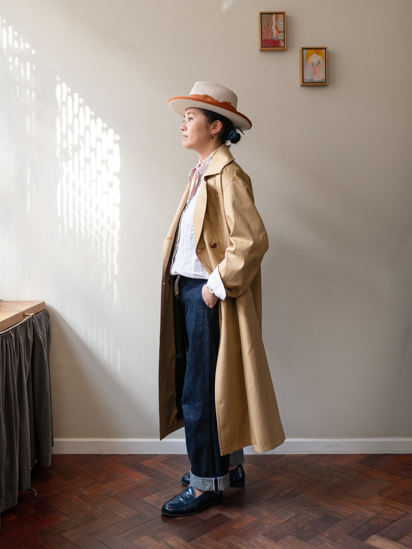 Long Peacoat Gabardine / Beige