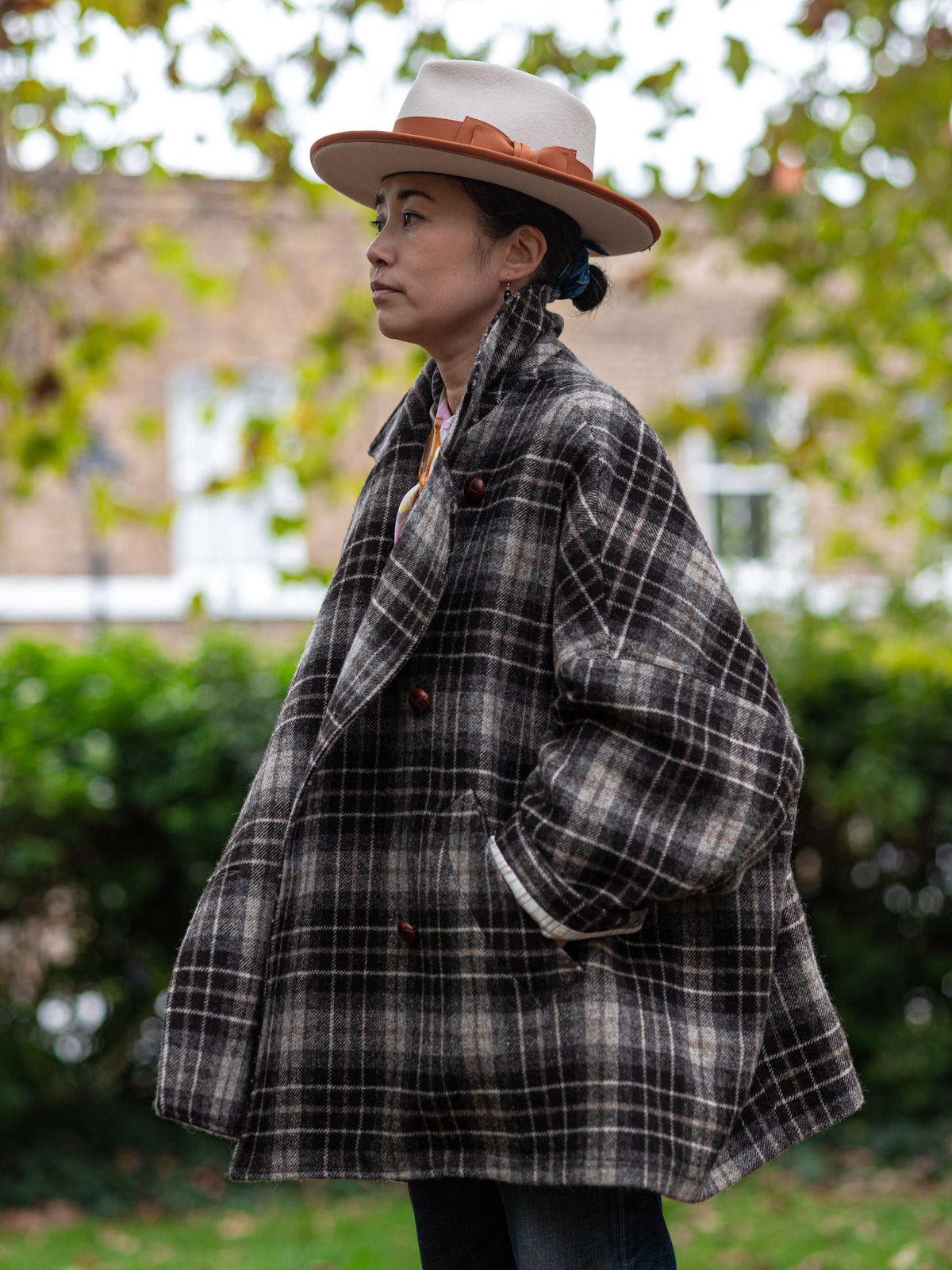 Poncho / Brown Check Sonsie Tweed