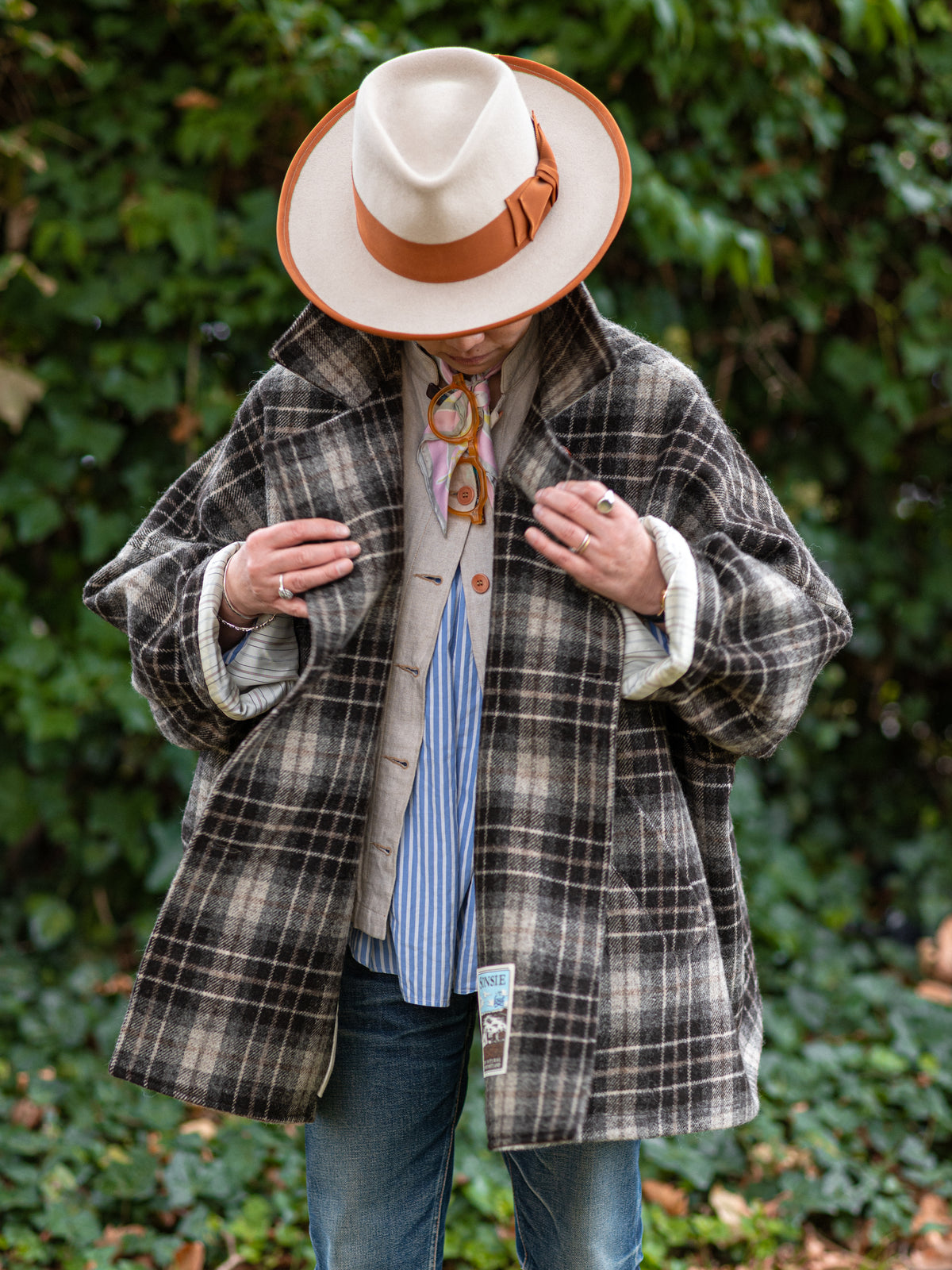 Poncho / Brown Check Sonsie Tweed